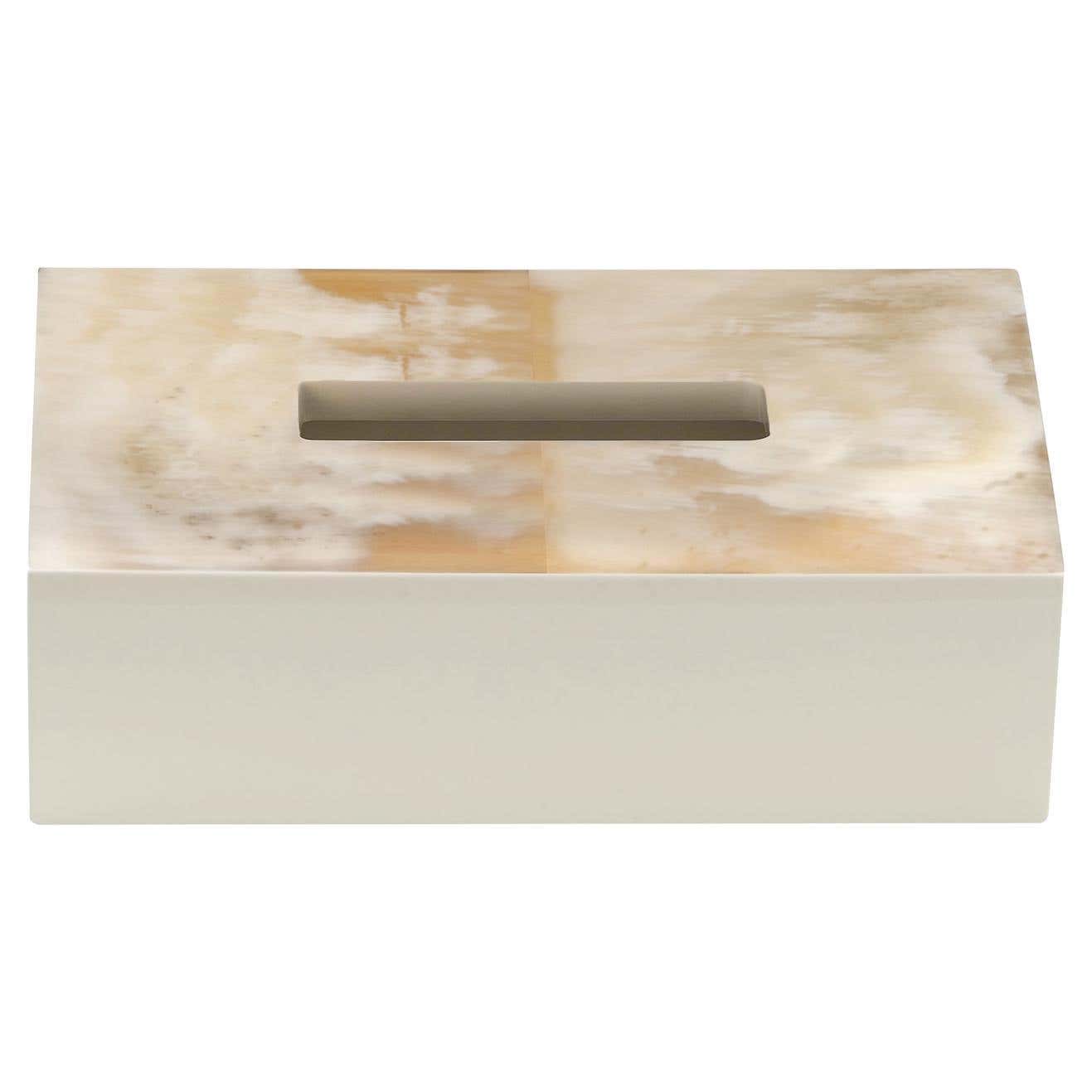 Armida Ivory Tissue Box with Horn Insert For Sale at 1stDibs
