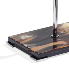 Nora Make-Up Mirror in Corno Italiano, Ebony and Chromed Brass Mod. 4777