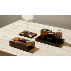 Armida Tissue Box Holder in Dark Horn & Lacquered Wood by Arcahorn