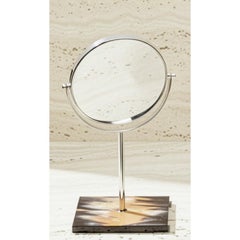 Armida Schminkspiegel mit zweiseitiger Vergrößerung aus Messing, Horn und Ebenholz von ARCAHORN