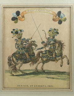 "Armiger et Ephebus Indi" — Hand-Coloured Engraving - Grand Carrousel 1662