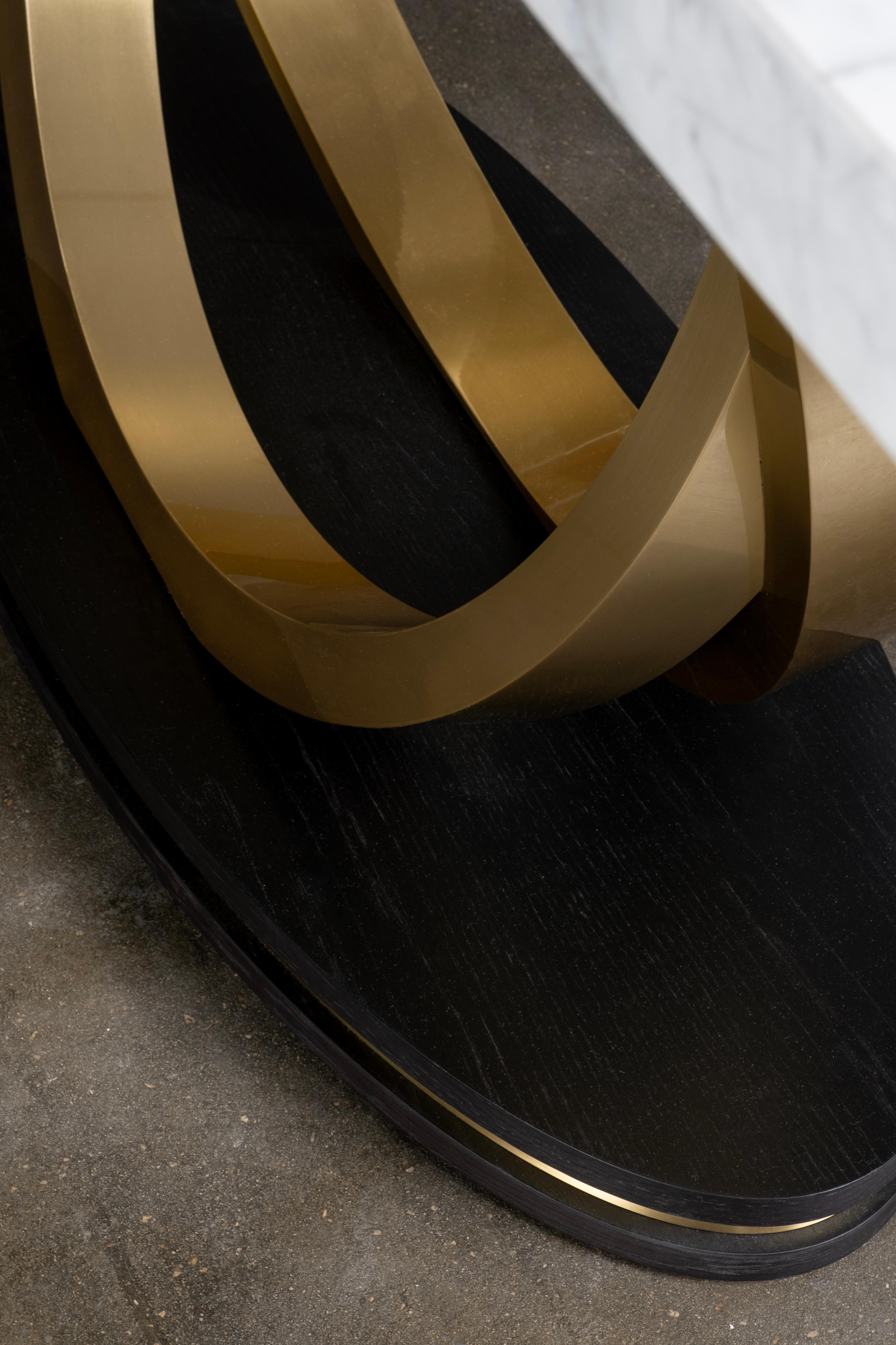 Tavolo Consolle Art Deco Armilar, Marmo di Carrara, Ottone, Fatto a mano by Greenapple in vendita 8