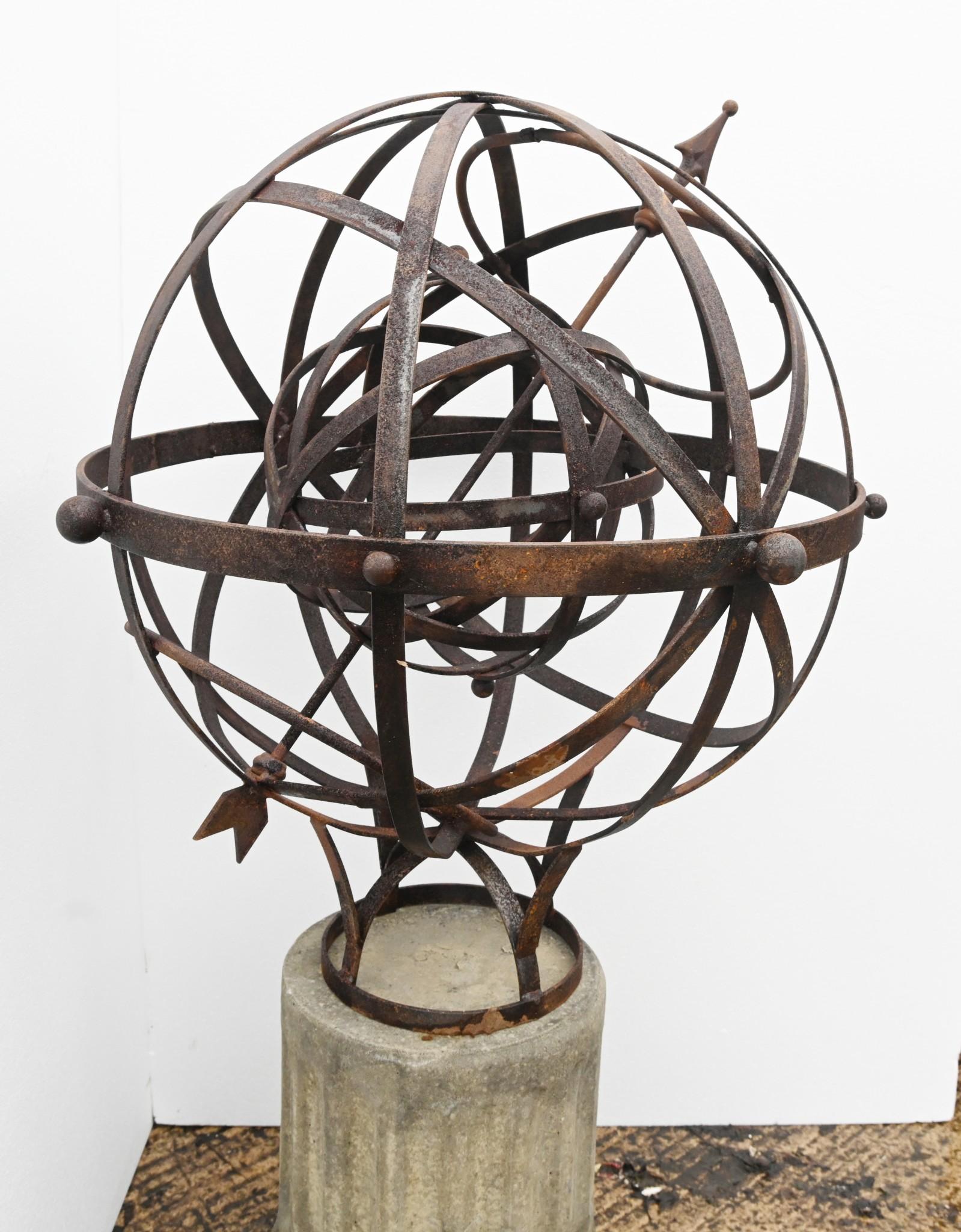 Armillary Sphere Cast Iron Stone Pedestal Orrery Classical Garde 1