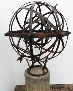 Armillary Sphere Cast Iron Stone Pedestal Orrery Classical Garden