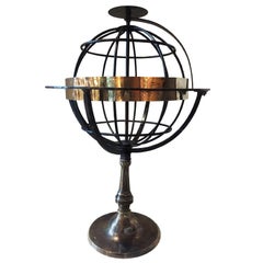 Armillary Sphere in Wrought Iron and Brass, circa 1850