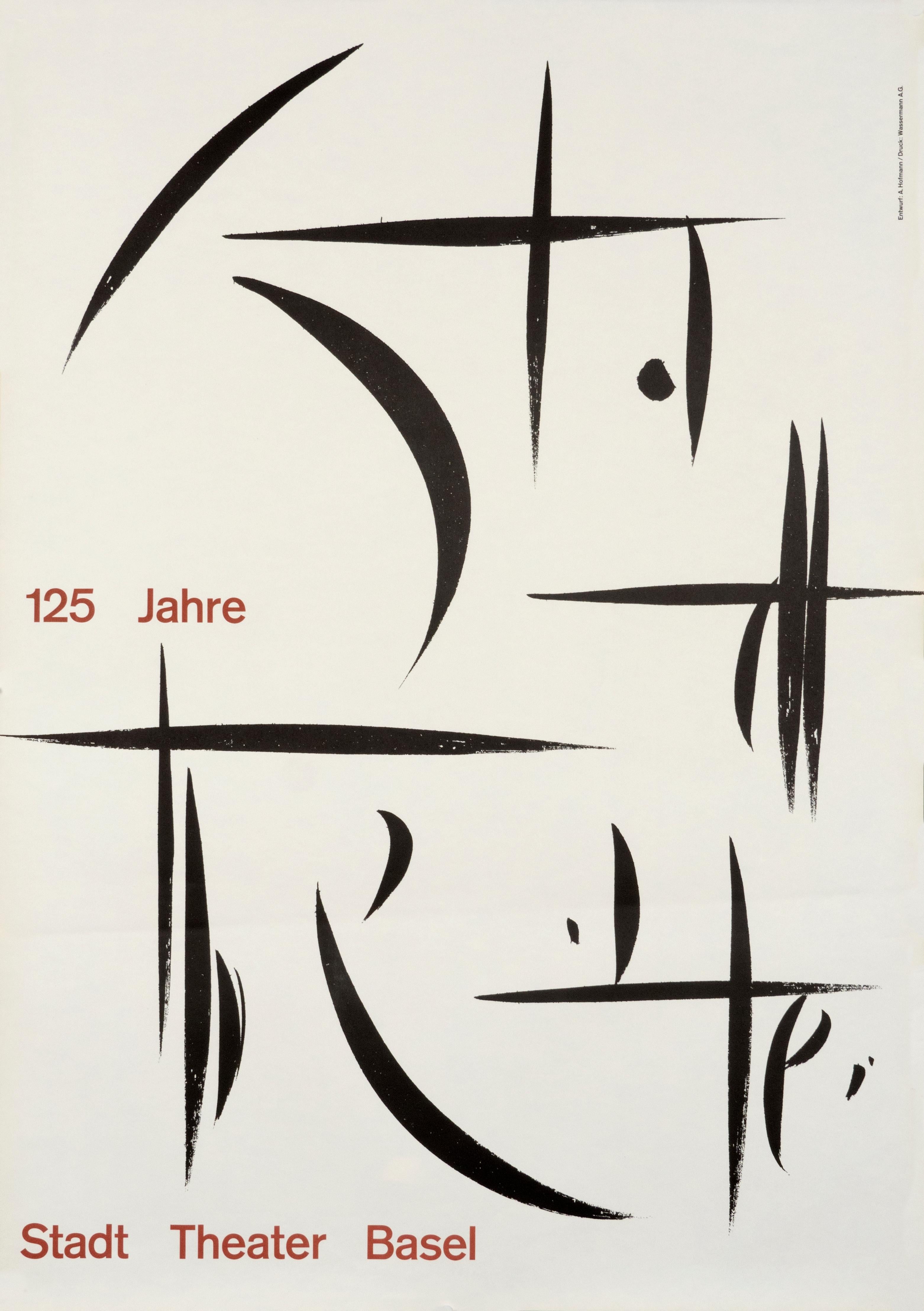 Armin Hofmann Abstract Print - "125 Jahre Stadt Theater Basel" International Typographic Graphic Design Poster