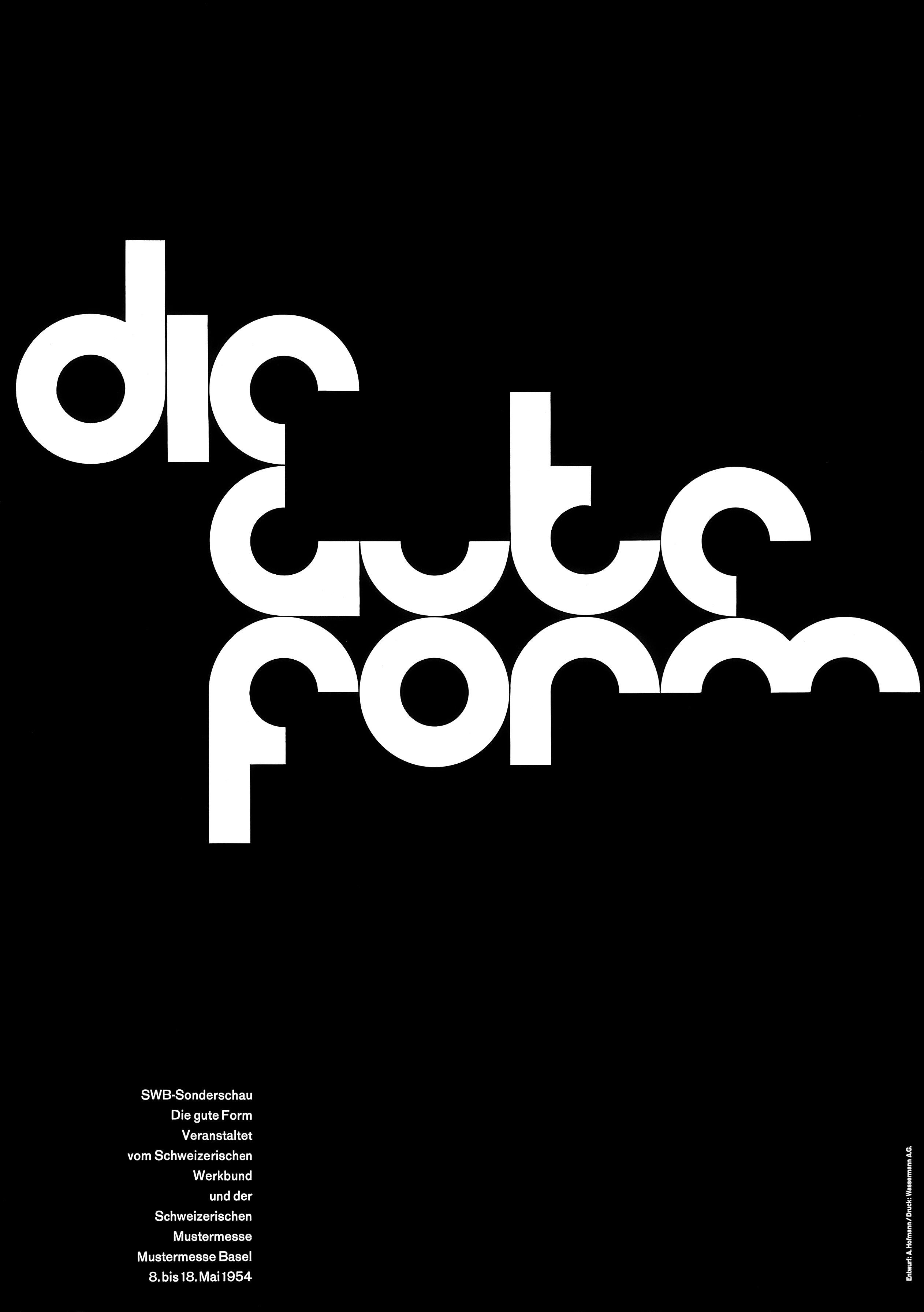 "Die Gute Form" Hofmann Mid-Century Swiss Graphic Design Original Vintage Poster - Print by Armin Hofmann
