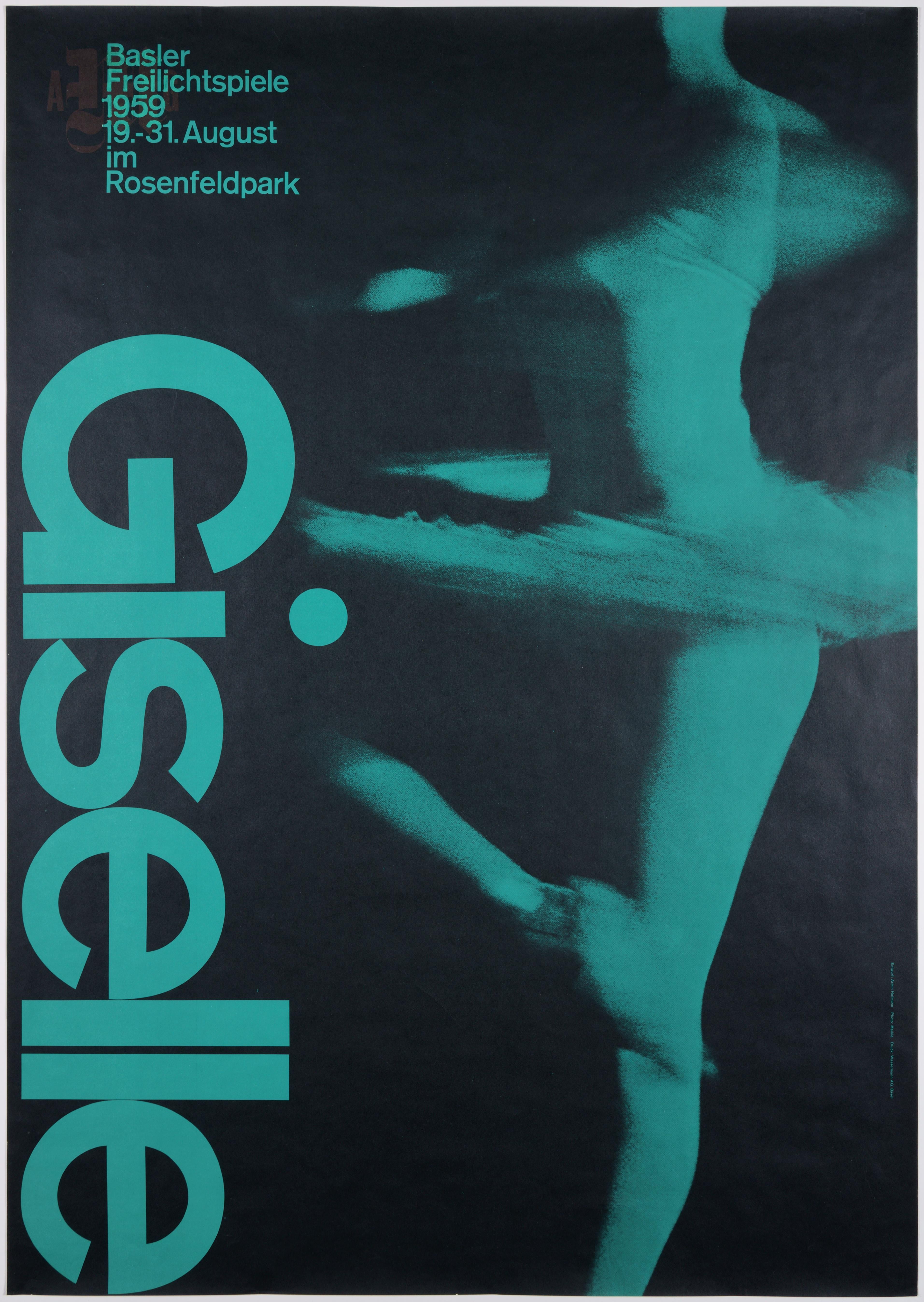 Armin Hofmann Figurative Print - Giselle – Original Vintage Event Poster – Swiss Avantgarde
