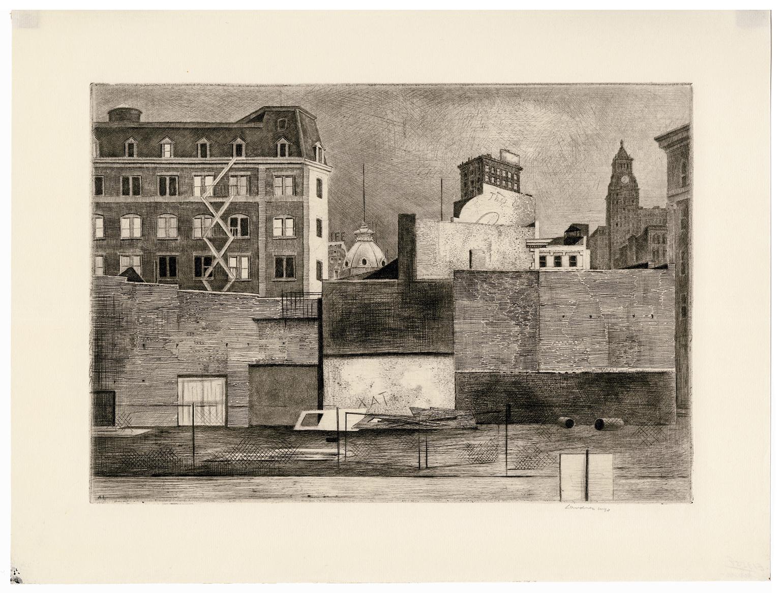 12th Street Walls — 1940s New York City - Print by Armin Landeck