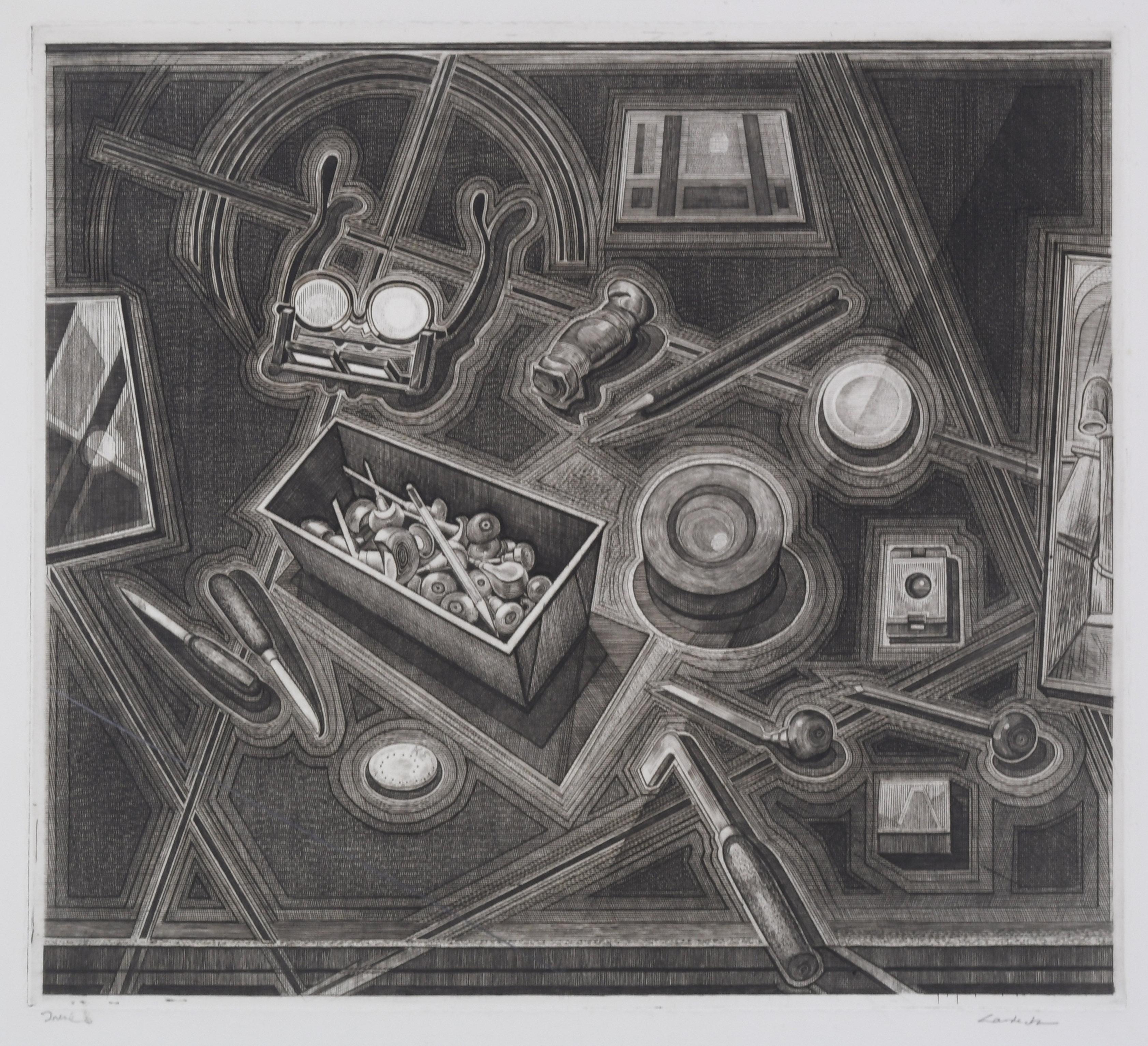 Armin Landeck Still-Life Print - Engraver's Tools