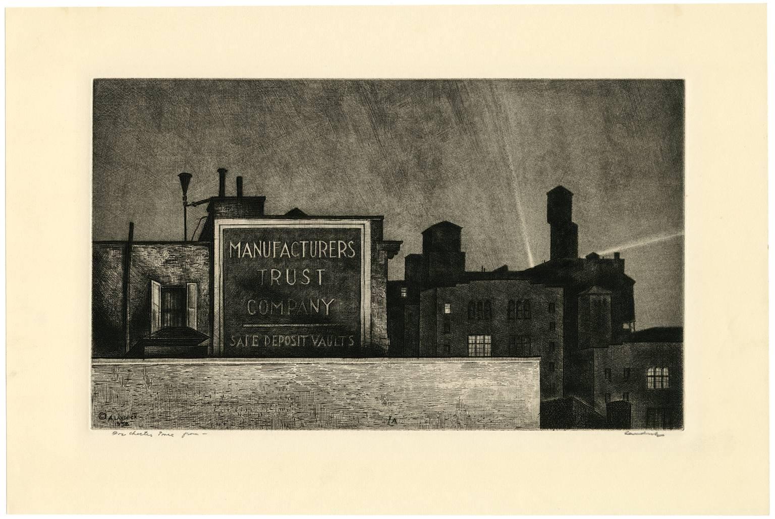 Nocturno de Manhattan - Print realista estadounidense de Armin Landeck