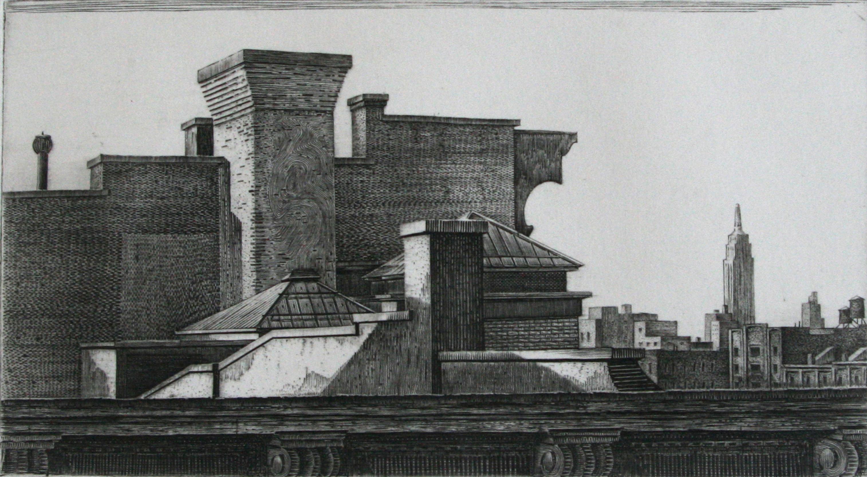 Dachterrasse (Amerikanische Moderne), Print, von Armin Landeck