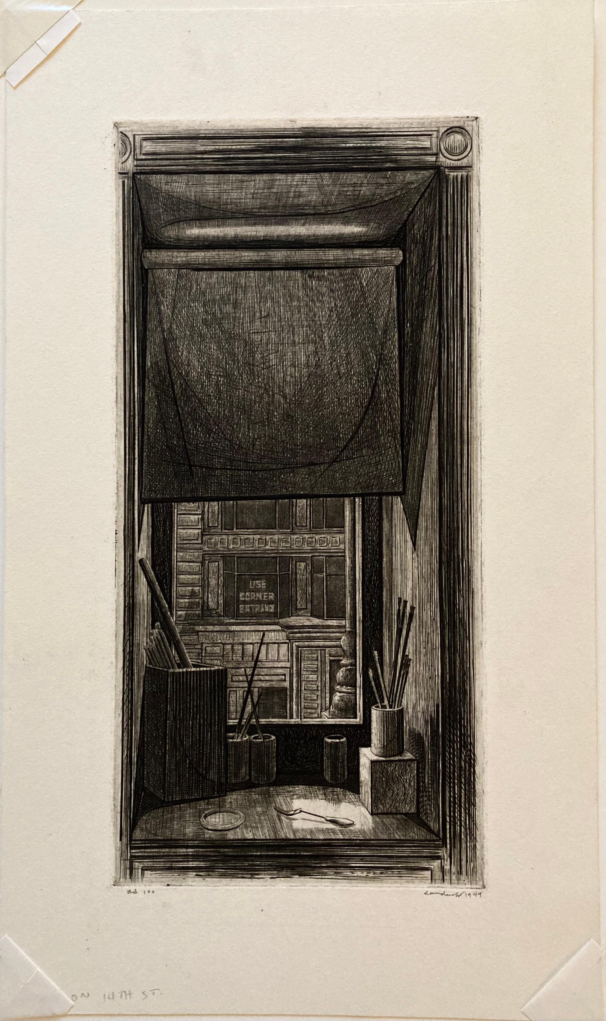 The reference number on this work is Kraeft 103. It's from an edition of 100 and is signed, dated, and numbered, in pencil.

Always an intaglio printmaker, Landeck switched from a more atmospheric drypoint technique to engraving while working at