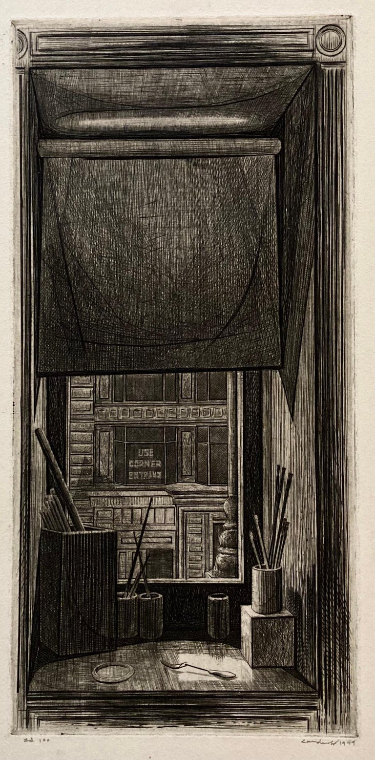 The reference number on this work is Kraeft 103. It's from an edition of 100 and is signed, dated, and numbered, in pencil.

Always an intaglio printmaker, Landeck switched from a more atmospheric drypoint technique to engraving while working at