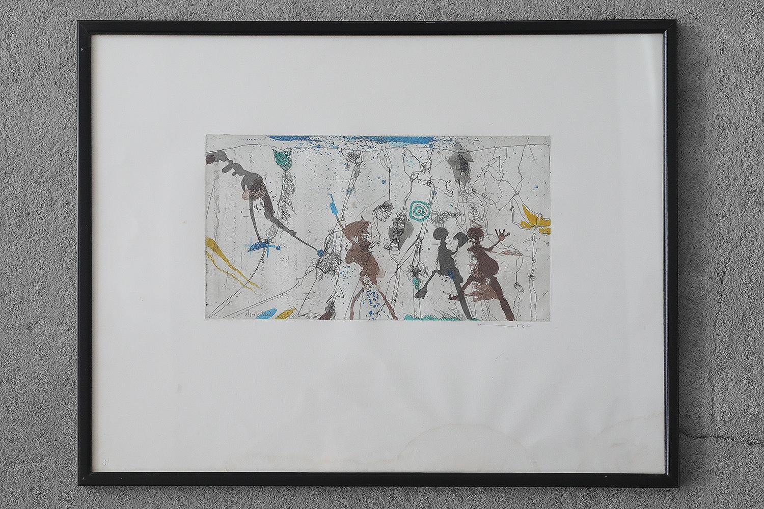 Mid-Century Modern Armin Sandig, Schlümpfe, Color Etching, 1987, Framed For Sale
