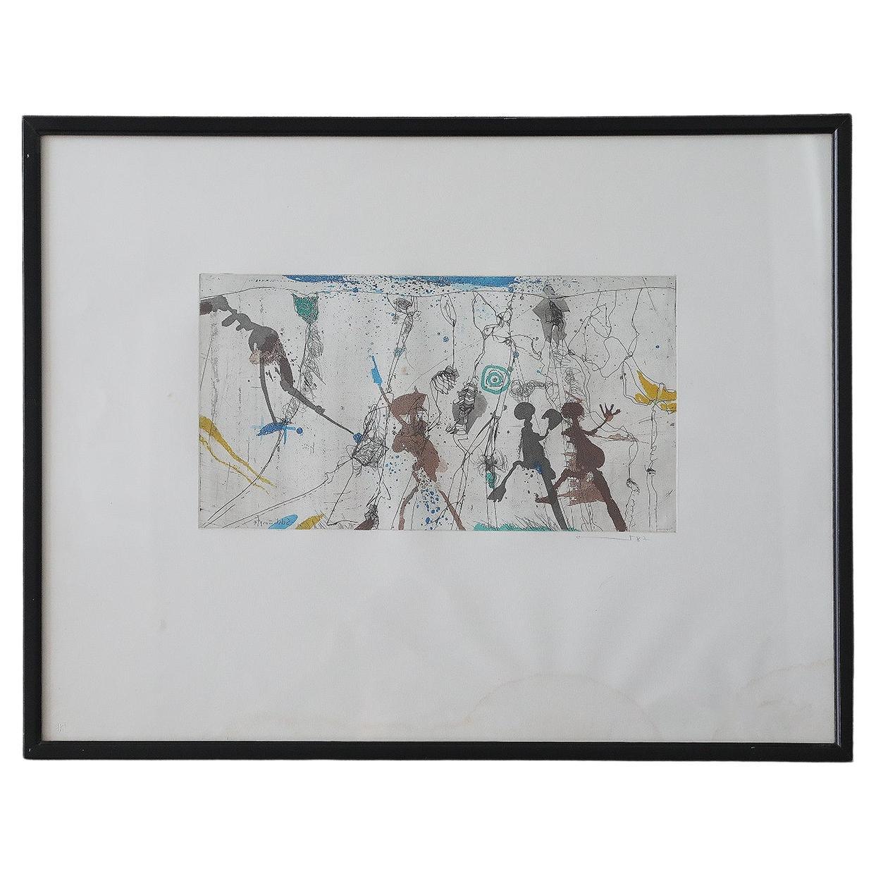 Armin Sandig, Schlümpfe, Color Etching, 1987, Framed For Sale
