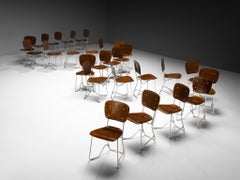 Armin Wirth 'Aluflex' Folding and Nesting Chairs Rare Dark Plywood and Aluminum