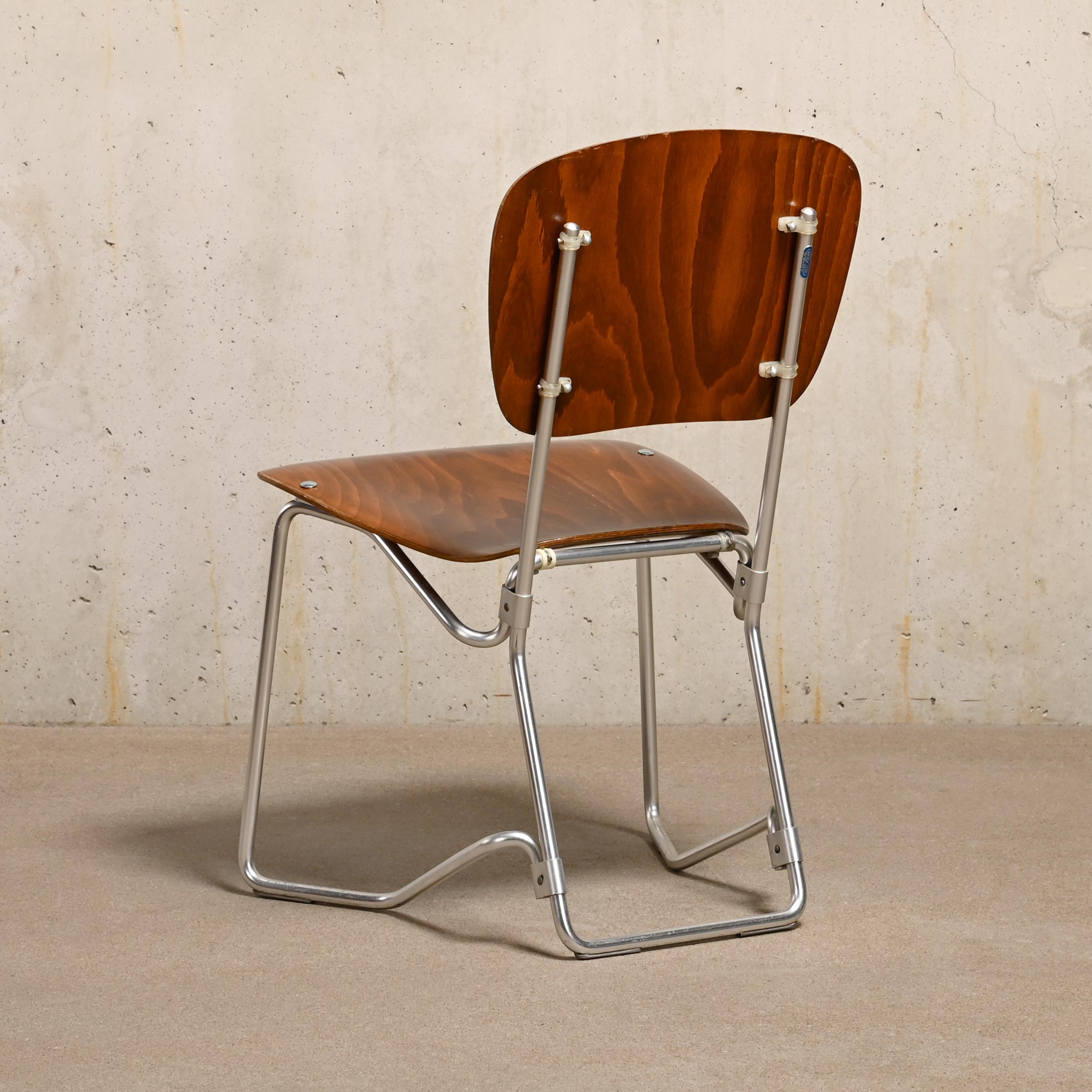 Armin Wirth Aluflex Folding Chairs in stained plywood for Philipp Zieringer KG 1