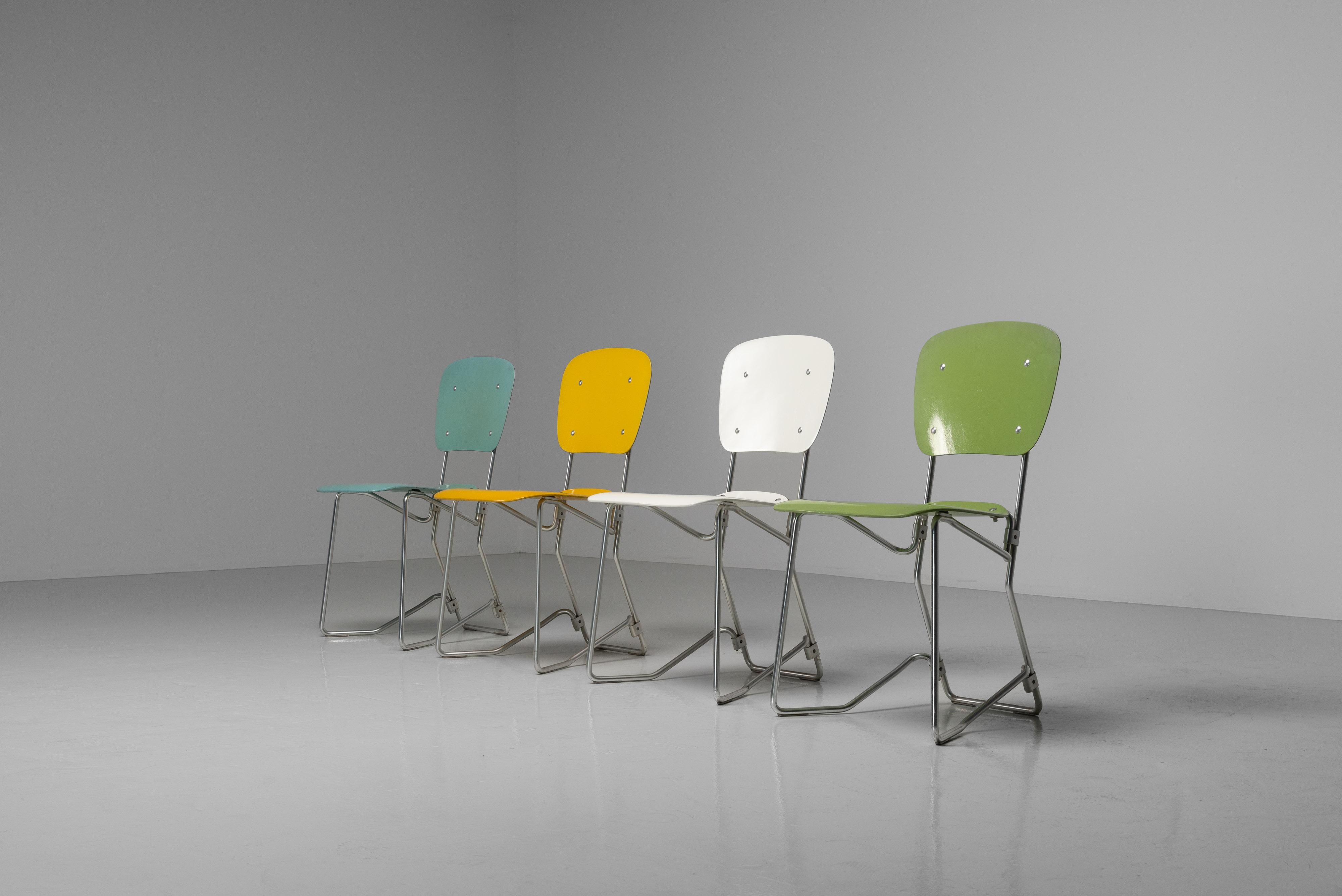 Armin Wirth Sillas plegables Aluflex Suiza 1951 4x Suizo en venta