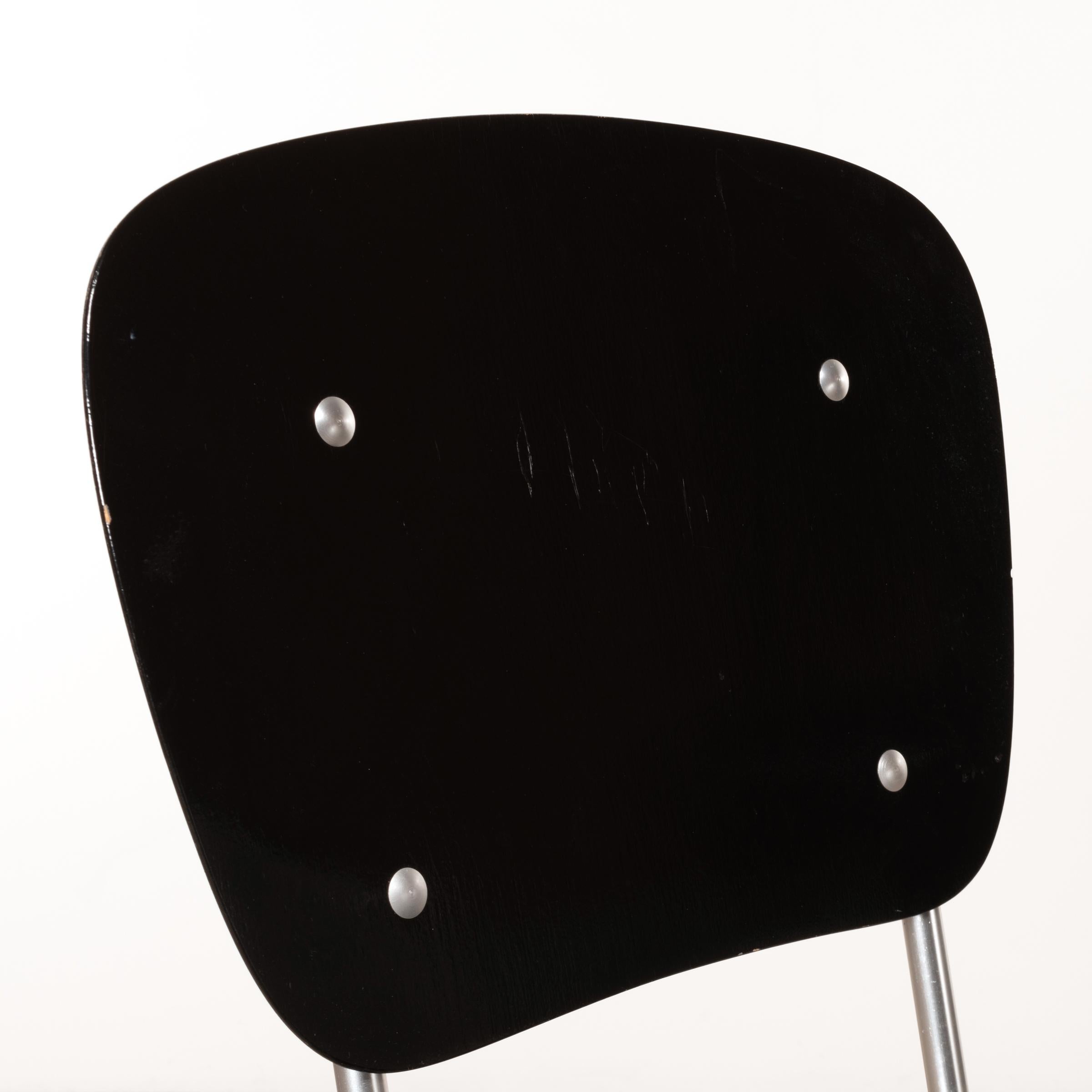 Armin Wirth Early Folding Stacking Chair in Black Plywood / Aluminum for Aluflex 5