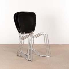 Armin Wirth Early Folding Stacking Chair in Black Plywood / Aluminum for Aluflex