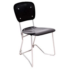 Armin Wirth Mid-Century Modern Metal and Wood Swiss Stackable Chairs for Aluflex