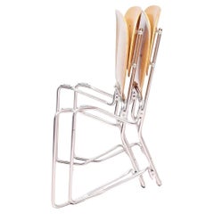 Chaises empilables suisses en bois et métal Armin Wirth pour Aluflex, de style moderne du milieu du siècle dernier