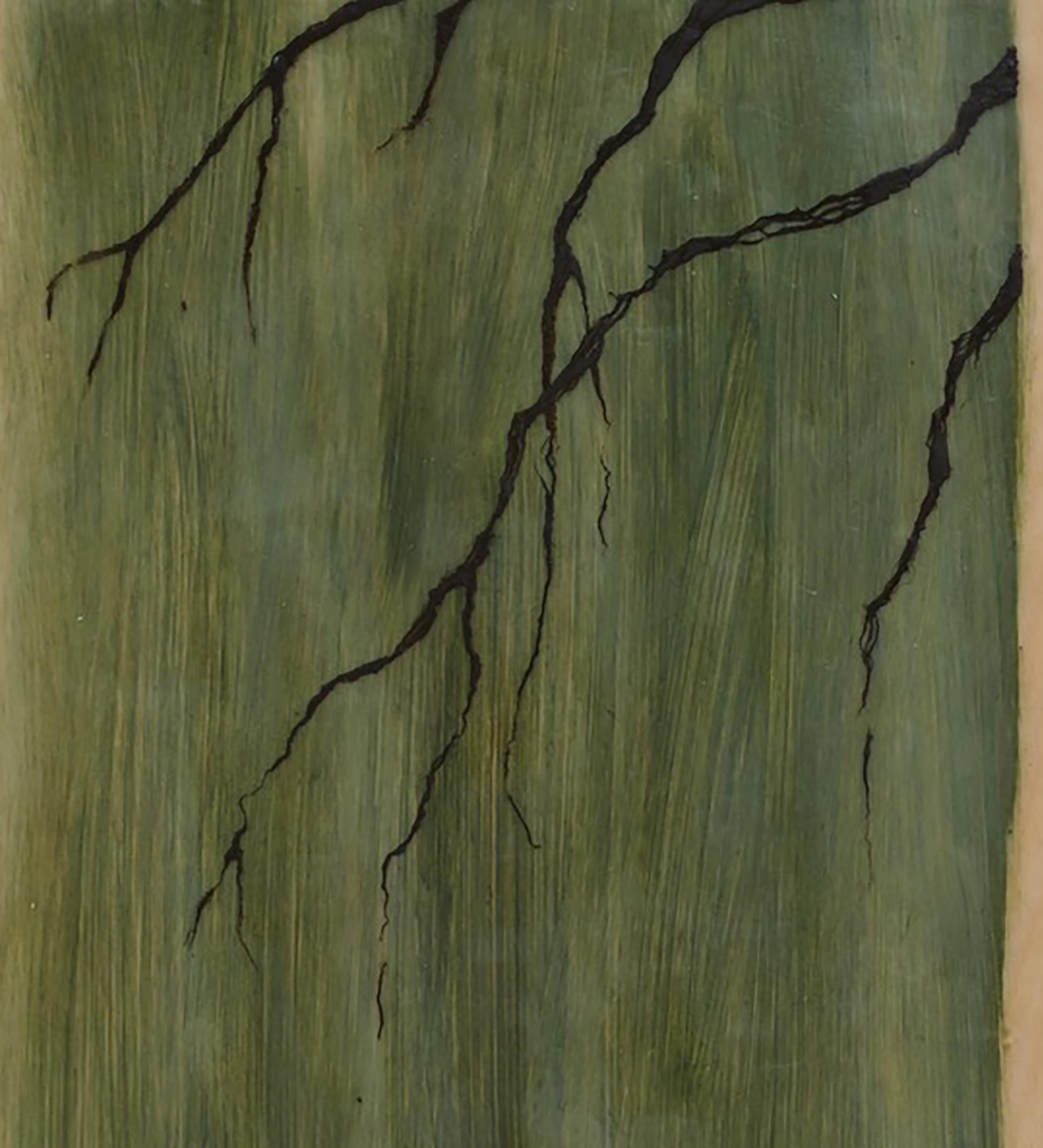 Wie alt bin ich? - Enkaustik und Öltafel von Arminée Chahbazian (2015)
Öl und Enkaustik auf gerahmter Holzplatte, 12 × 12 Zoll, 2015

In How Old Am I? verschmilzt Arminée Chahbazian Öl und Enkaustik zu einer Oberfläche, die von Erinnerungen und Zeit