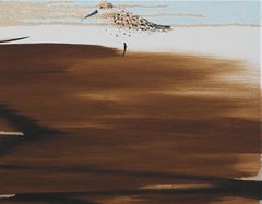 "Marea más baja" Apacible pintura abstracta al óleo en tonos tierra