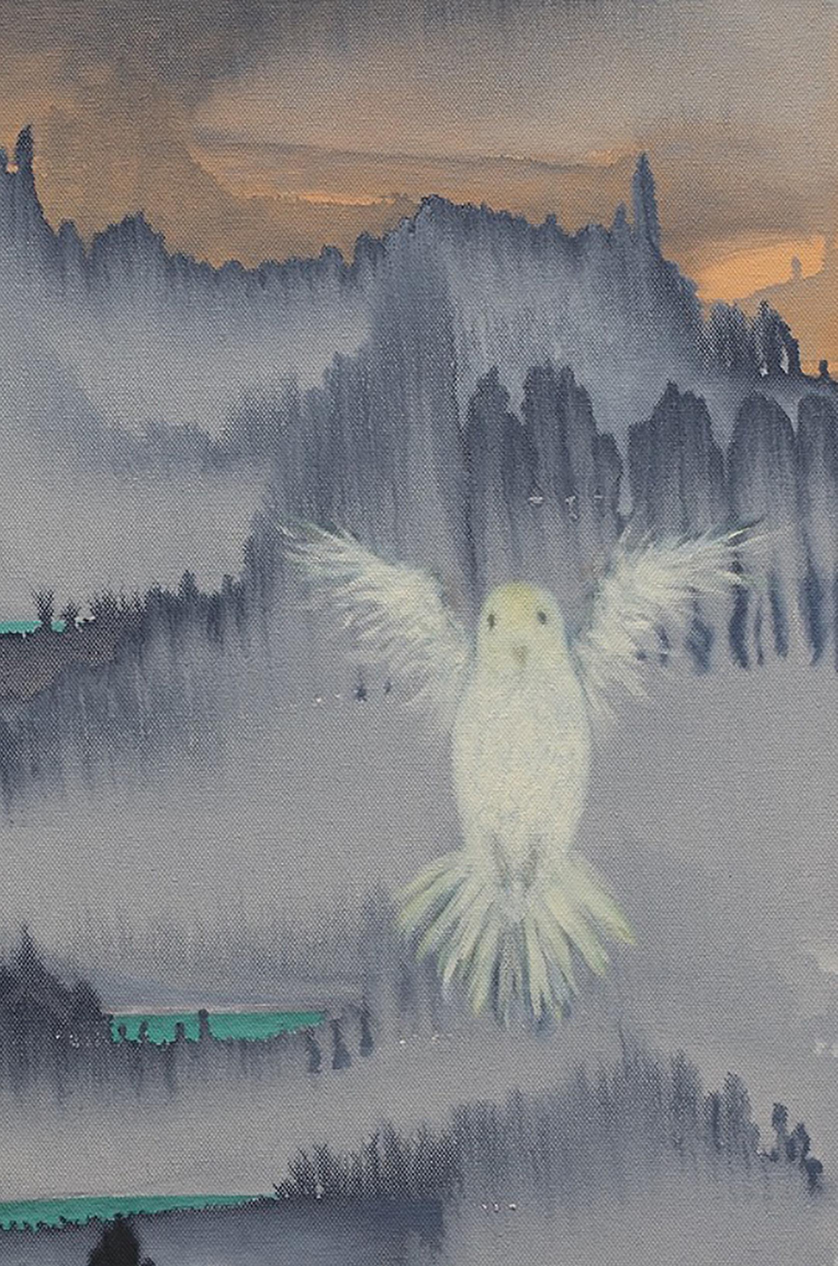 Migrant - Peinture à l'huile abstraite d'Arminée Chahbazian (2018)
Huile sur toile, 24 × 24 in, 2018

