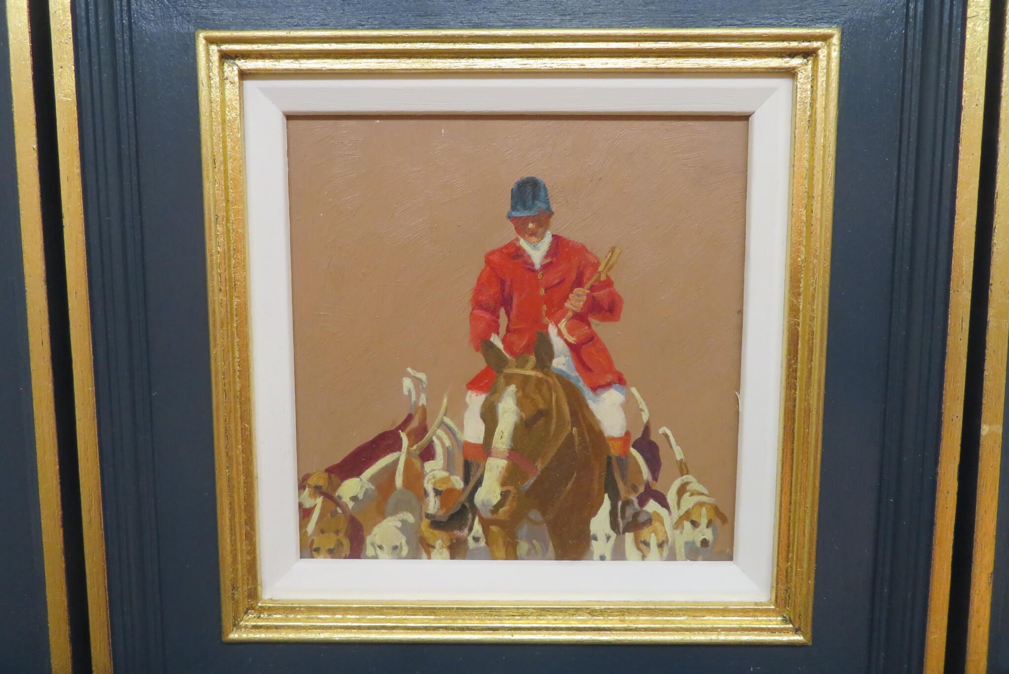 Ensemble de x6 peintures à l'huile originales du milieu du 20e siècle Chiens, chevaux, scènes de chasse - Painting de Arminell Morshead
