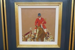 Set of x6 original mid 20th Century oil paintings Dogs, Horses, Hunting Scenes