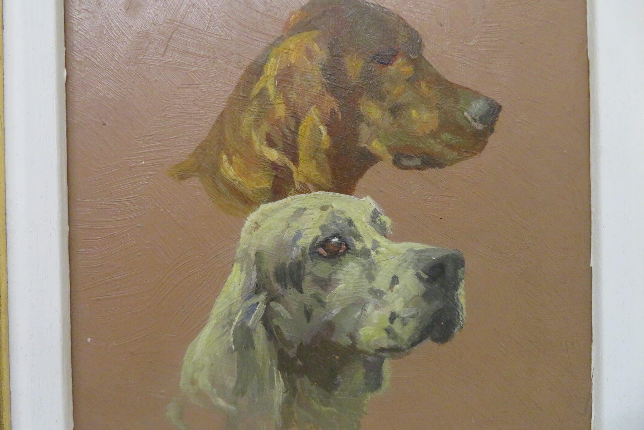 Ensemble de x6 peintures à l'huile originales du milieu du 20e siècle Chiens, chevaux, scènes de chasse - Post-impressionnisme Painting par Arminell Morshead
