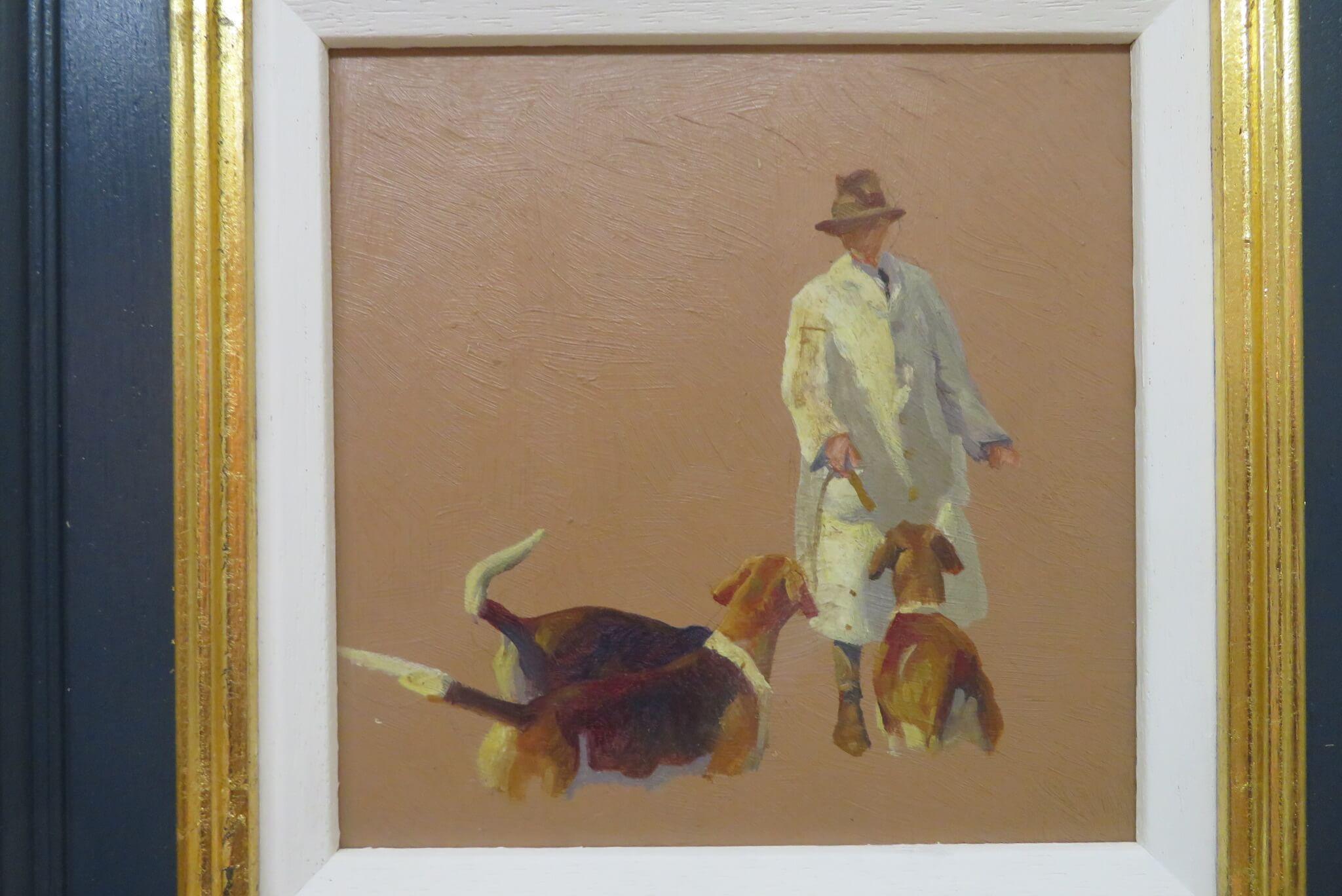 Ensemble de x6 peintures à l'huile originales du milieu du 20e siècle Chiens, chevaux, scènes de chasse - Gris Figurative Painting par Arminell Morshead