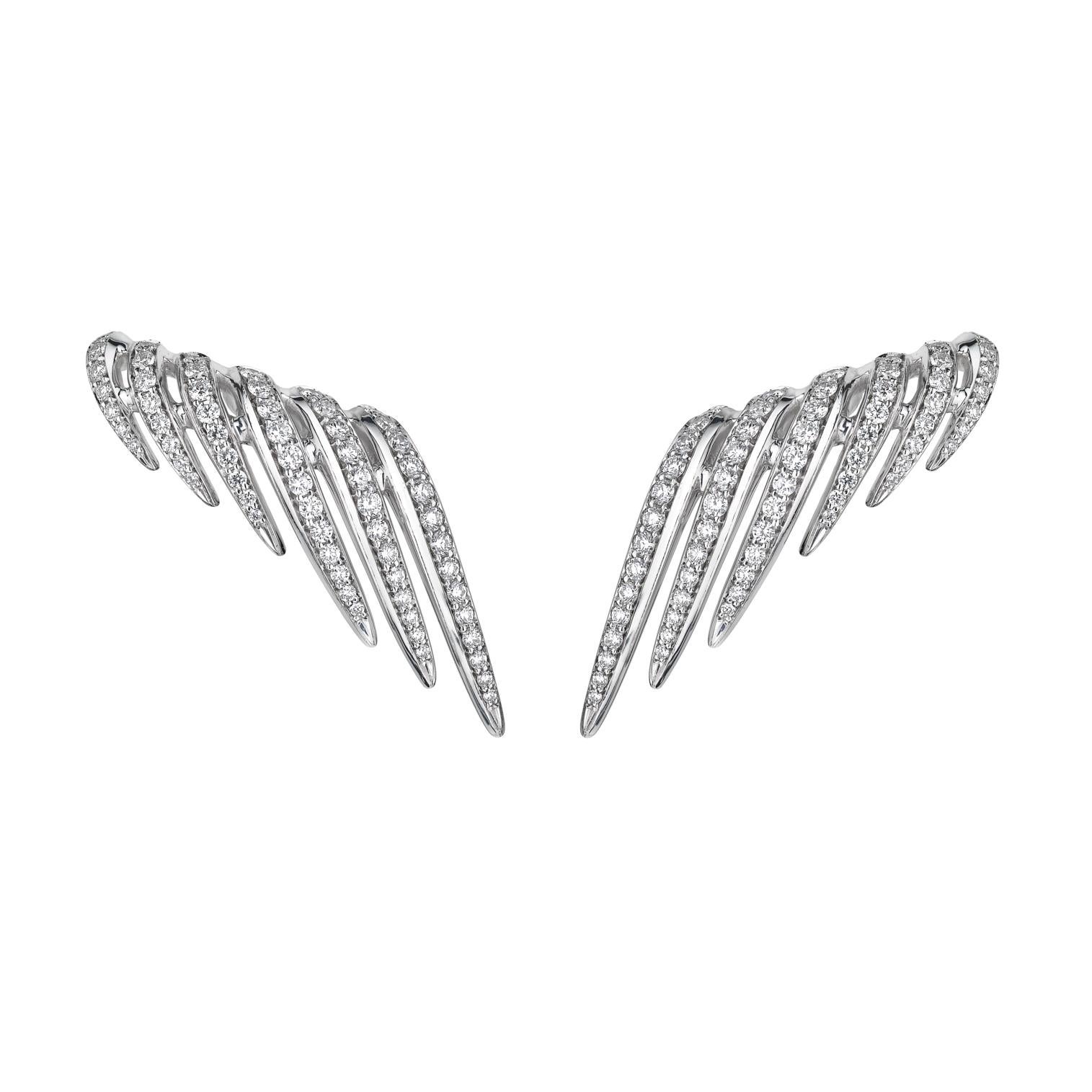 Brilliant Cut Armis Climber Stud Earrings - 18ct White Gold & Diamond Pave For Sale