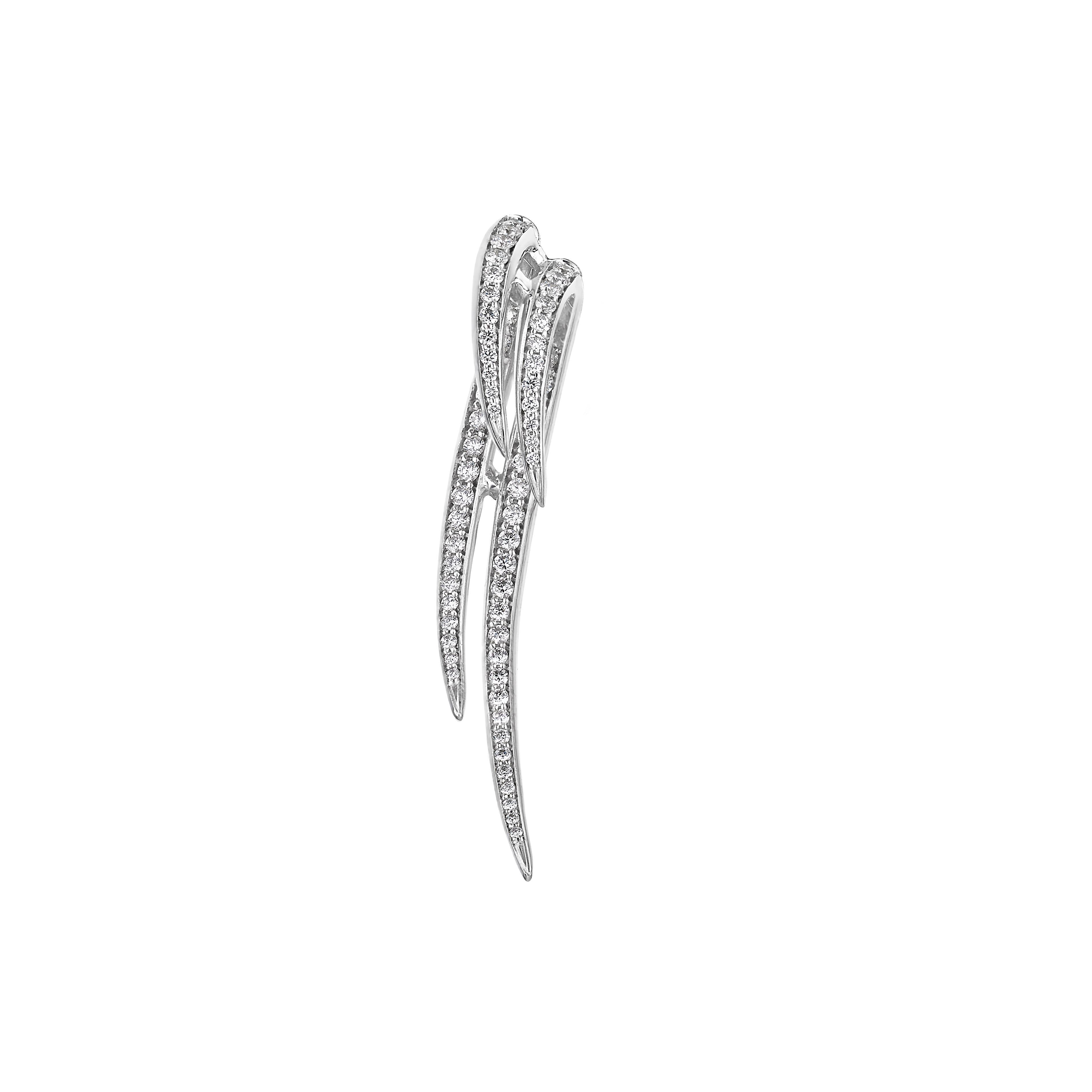 Art Deco Armis Double Hook Earrings - 18ct White Gold & Diamond Pave For Sale