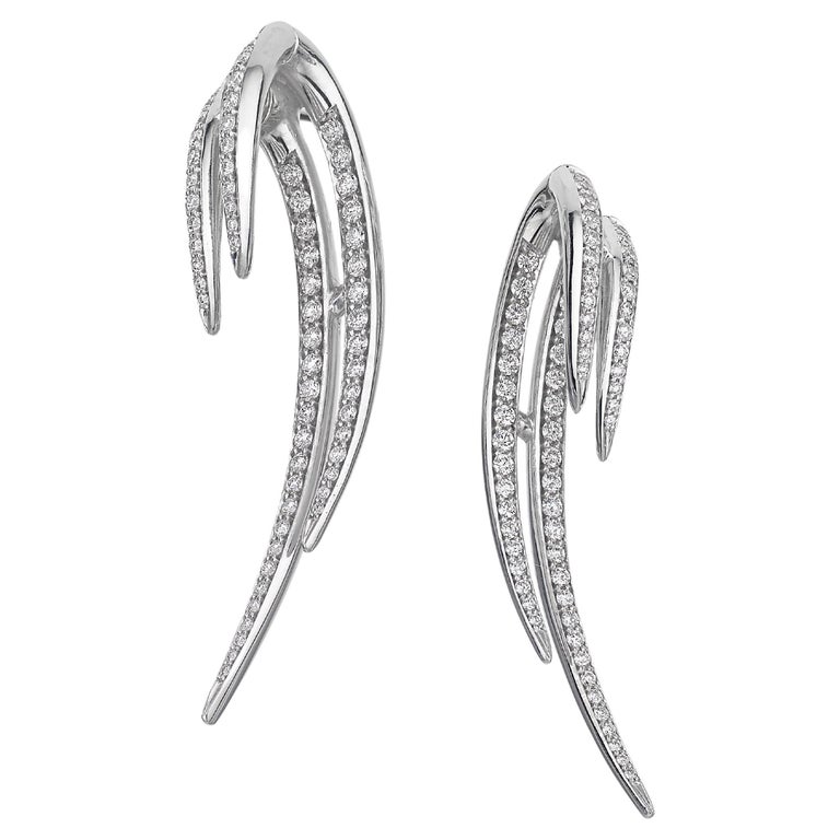 White Gold Diamond Hook Earrings