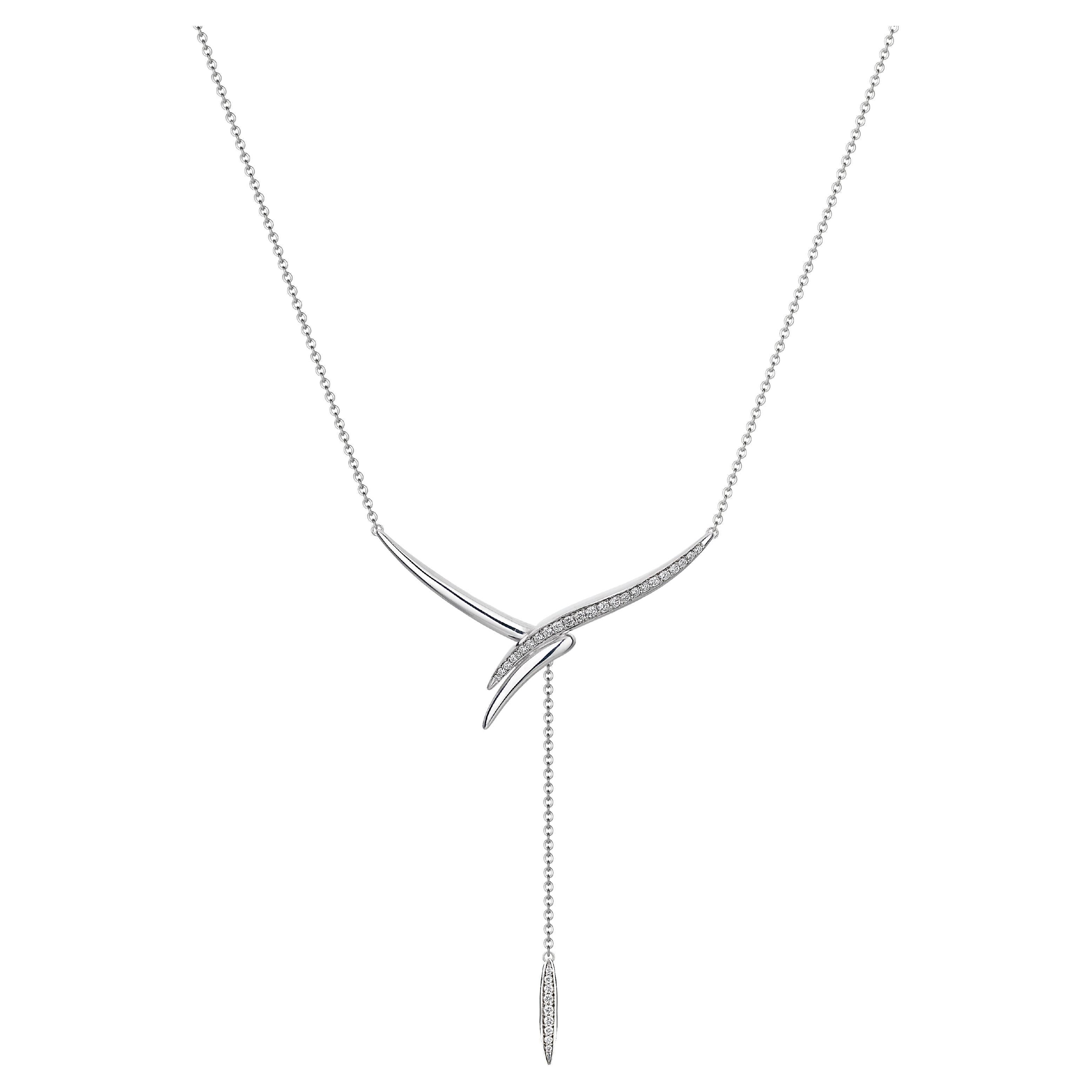 Armis Drop Necklace - 18ct White Gold & Diamond Pave