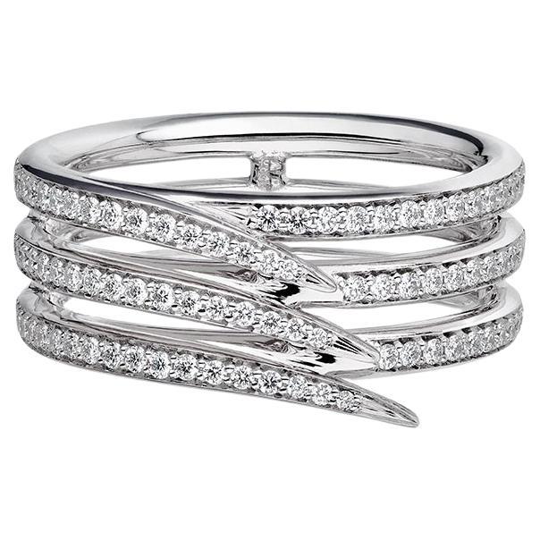 Armis Triple Row Ring - 18ct White Gold & Diamond Pave For Sale