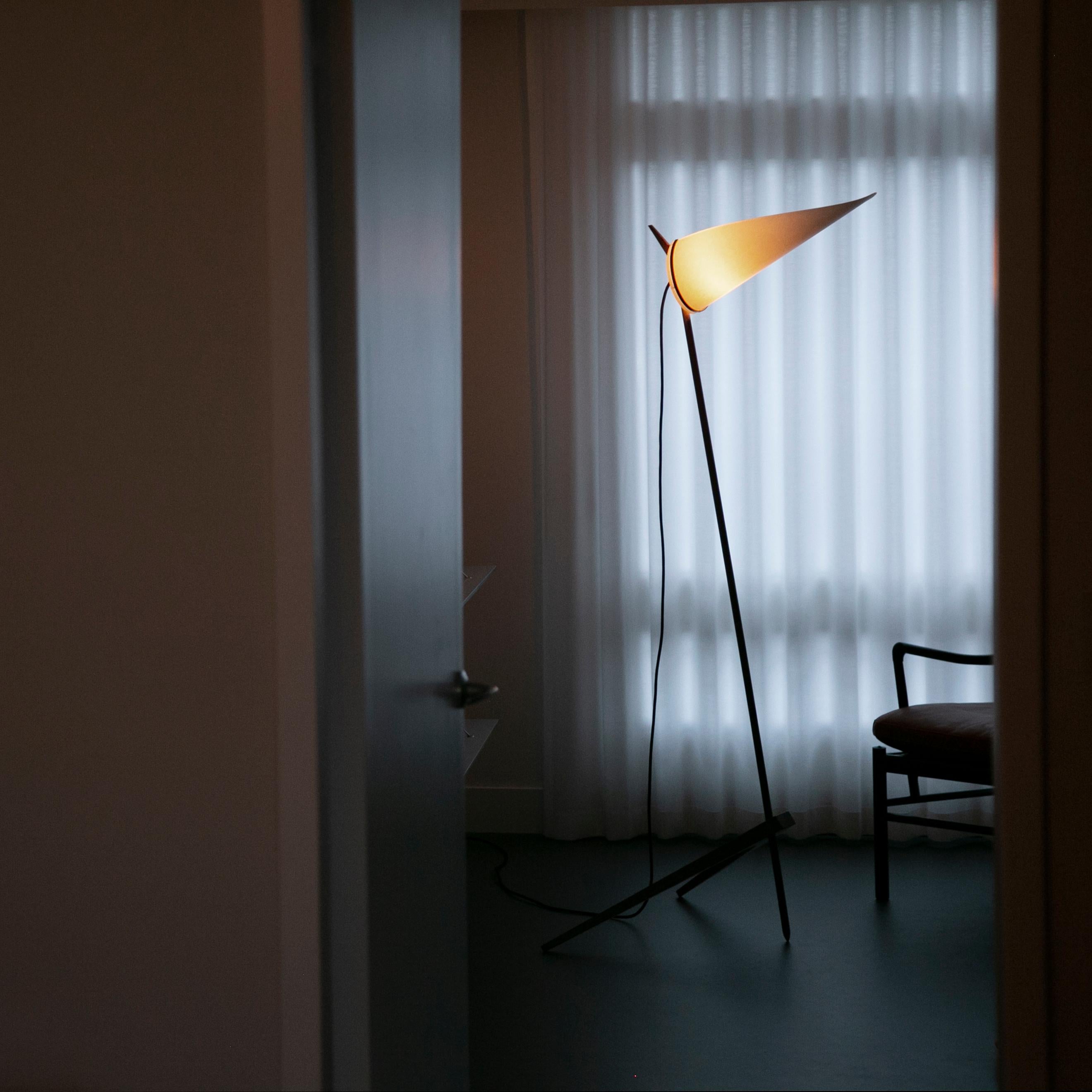 Armitage Floor Lamp, Black Walnut, Recycled Shade For Sale 5