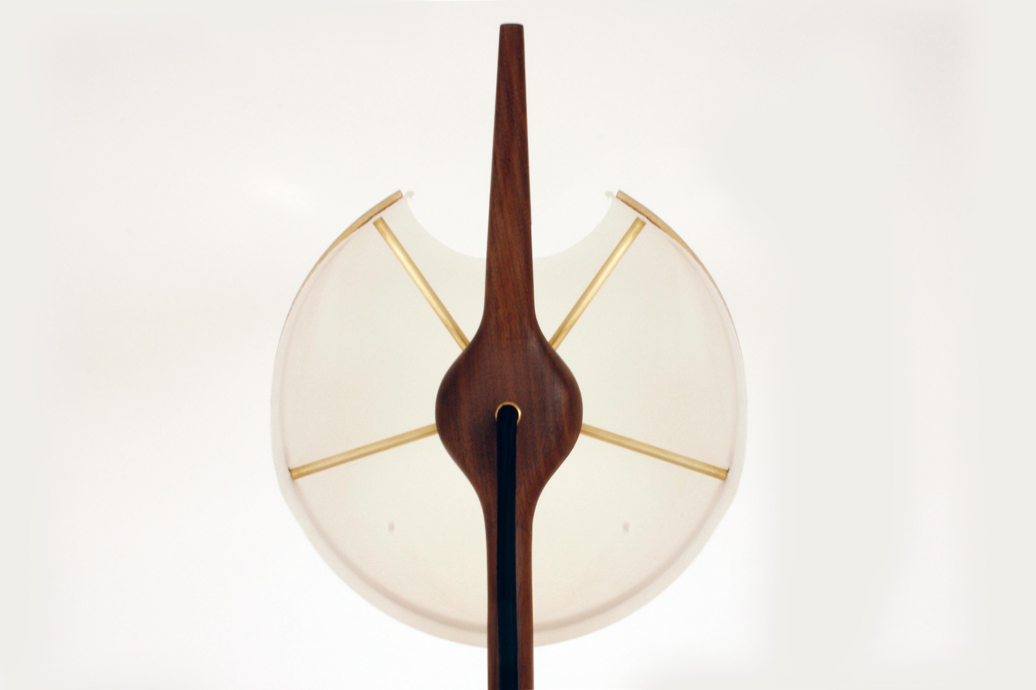 Mid-Century Modern Armitage Floor Lamp, Black Walnut, Recycled Shade For Sale