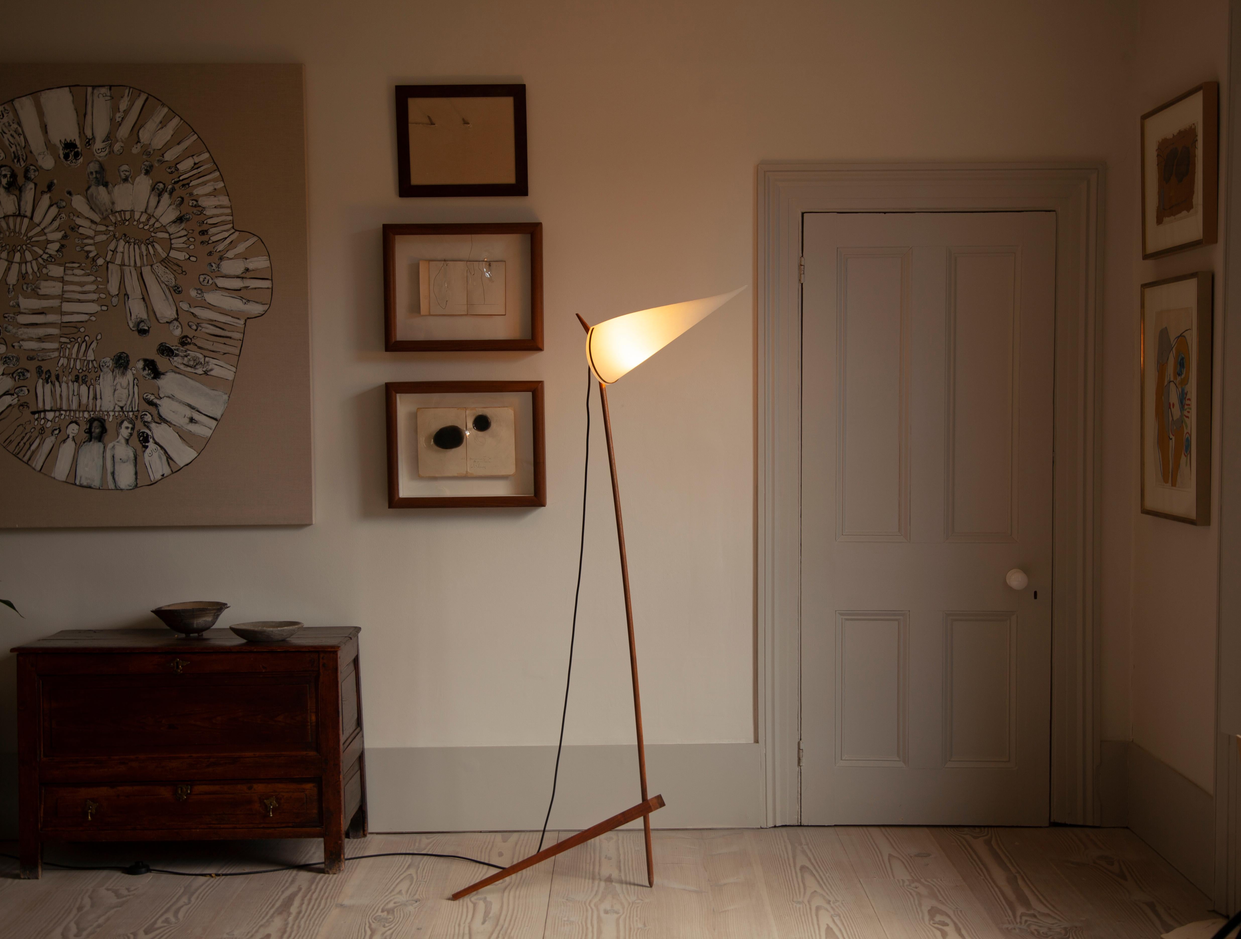 Brushed Armitage Floor Lamp, Black Walnut, Recycled Shade For Sale