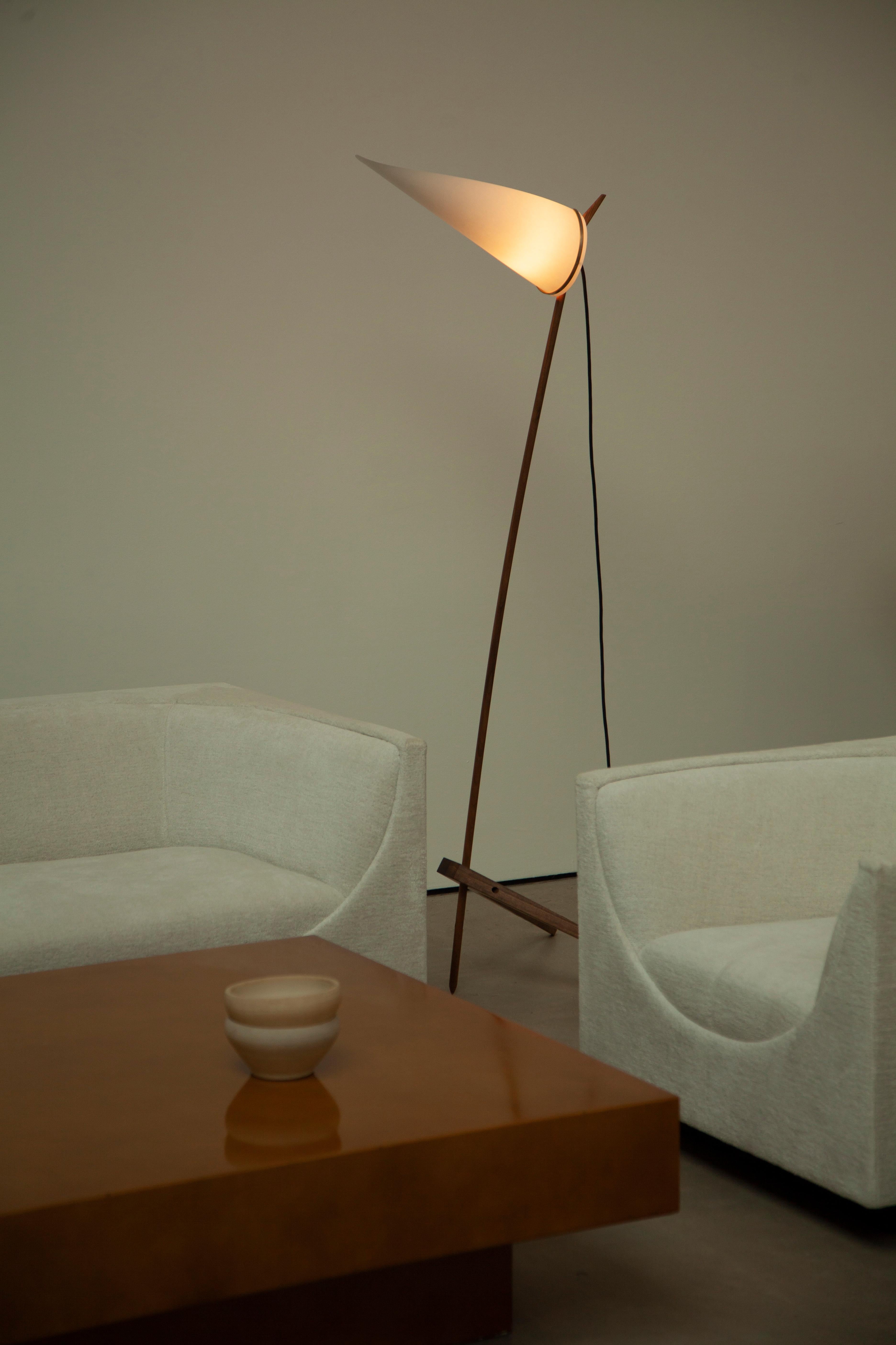 Armitage Floor Lamp, Black Walnut, Recycled Shade In New Condition For Sale In London, GB