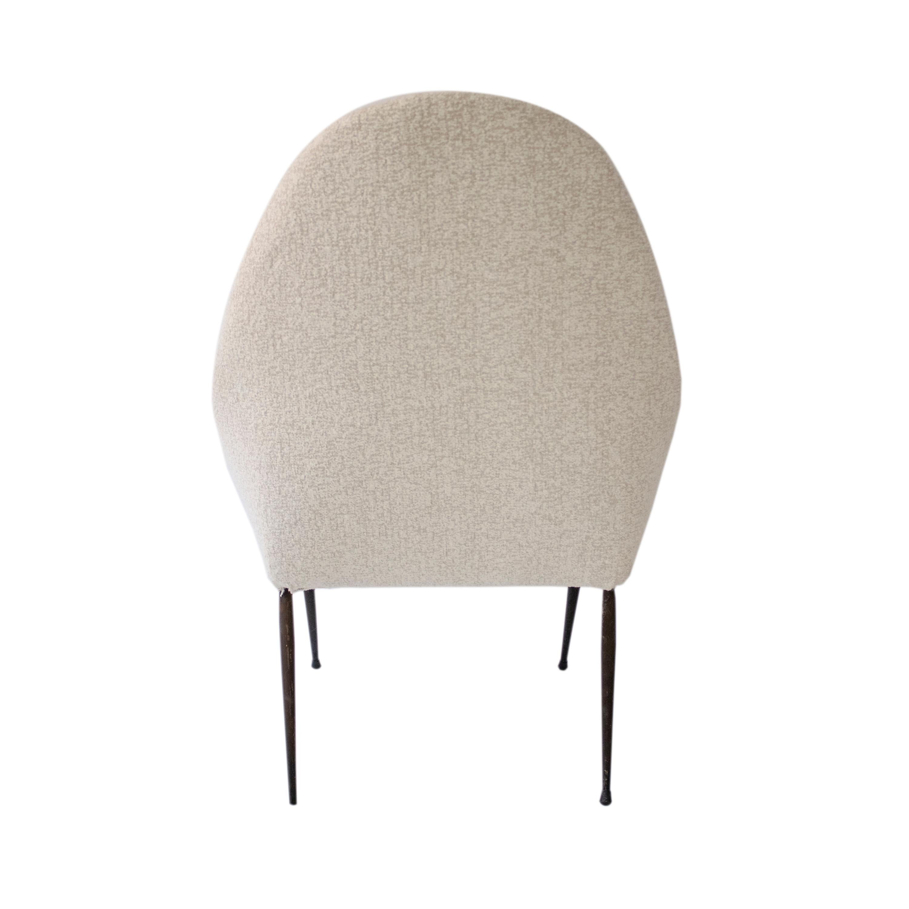 Italian Armless armchair upholstered in chenille. Italy, 1950. For Sale