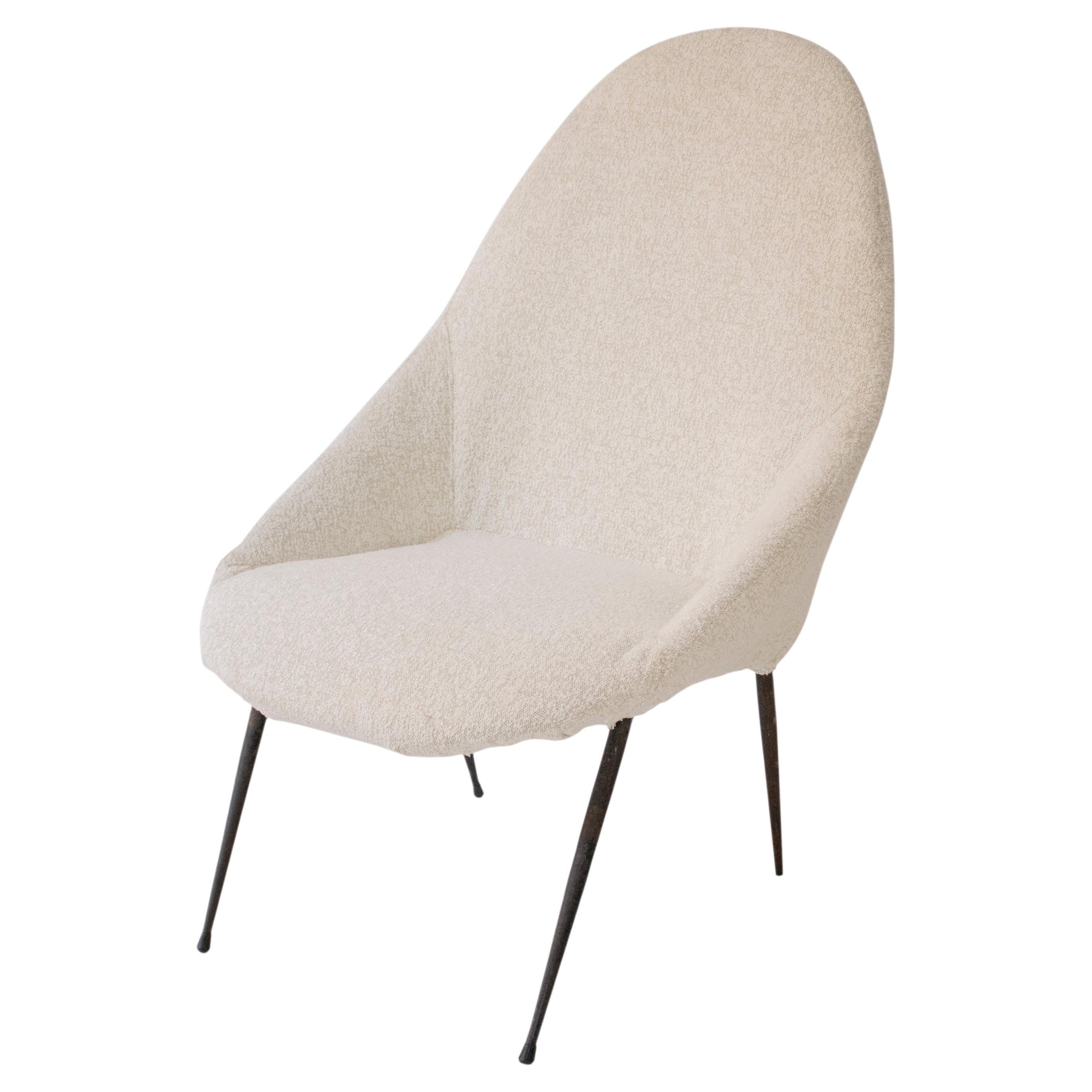 Armless armchair upholstered in chenille. Italy, 1950.