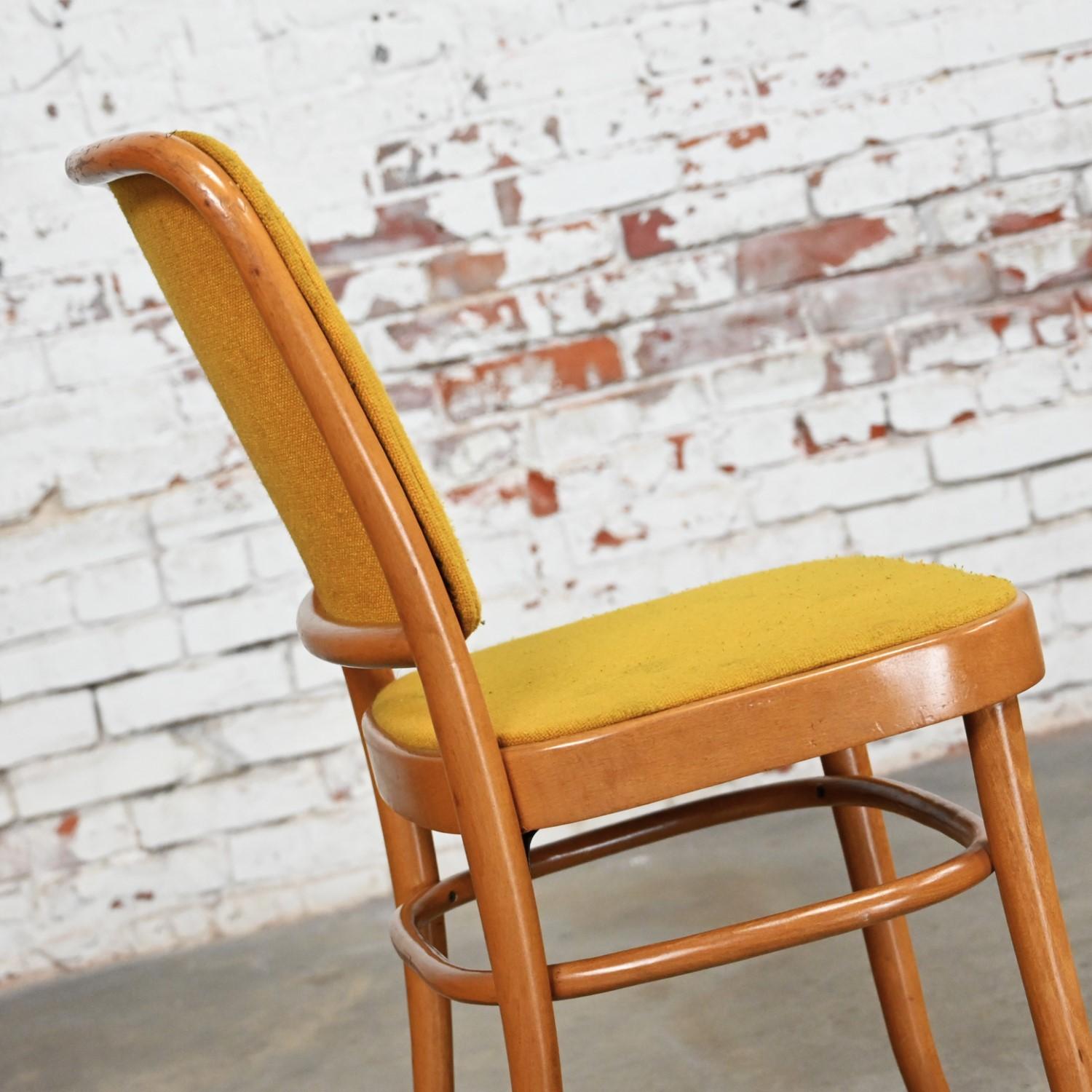 Armless Bauhaus Beech Bentwood J Hoffman Prague 811 Dining Chairs Style Thonet For Sale 6