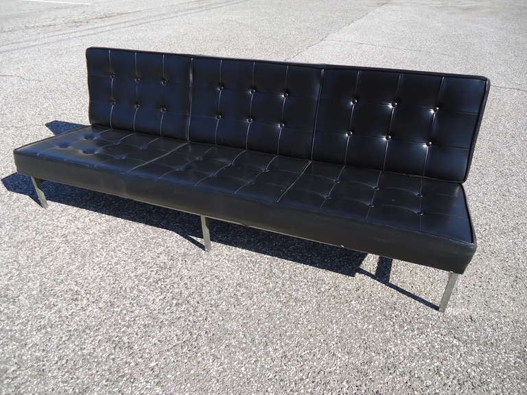 American Armless Black Parallel Bar Sofa Attributed to Knoll