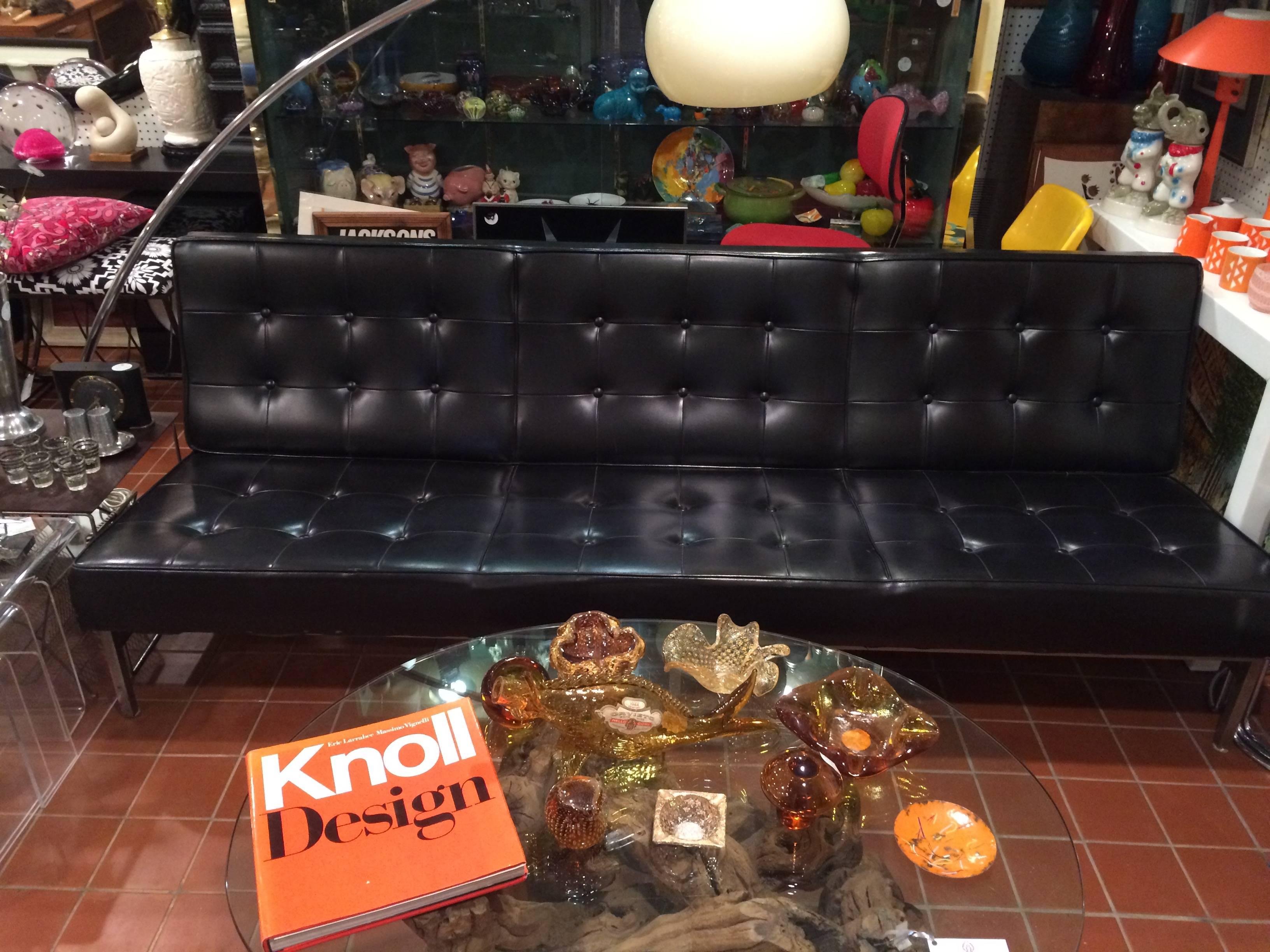 Mid-20th Century Armless Black Parallel Bar Sofa Attributed to Knoll