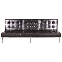 Retro Armless Black Parallel Bar Sofa Attributed to Knoll