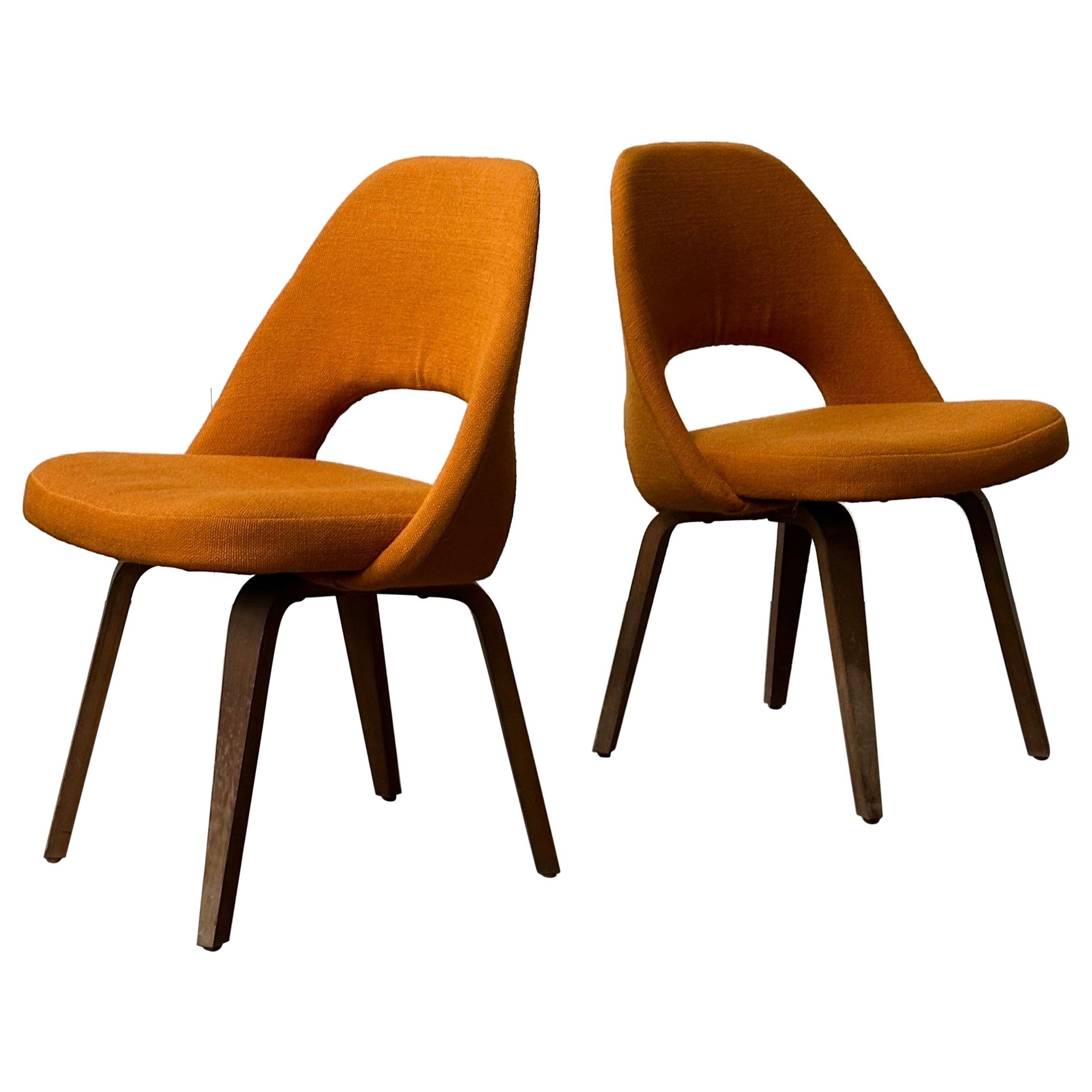 Armless Executive Chairs with Wood Base by Eero Saarinen for Knoll Associates
